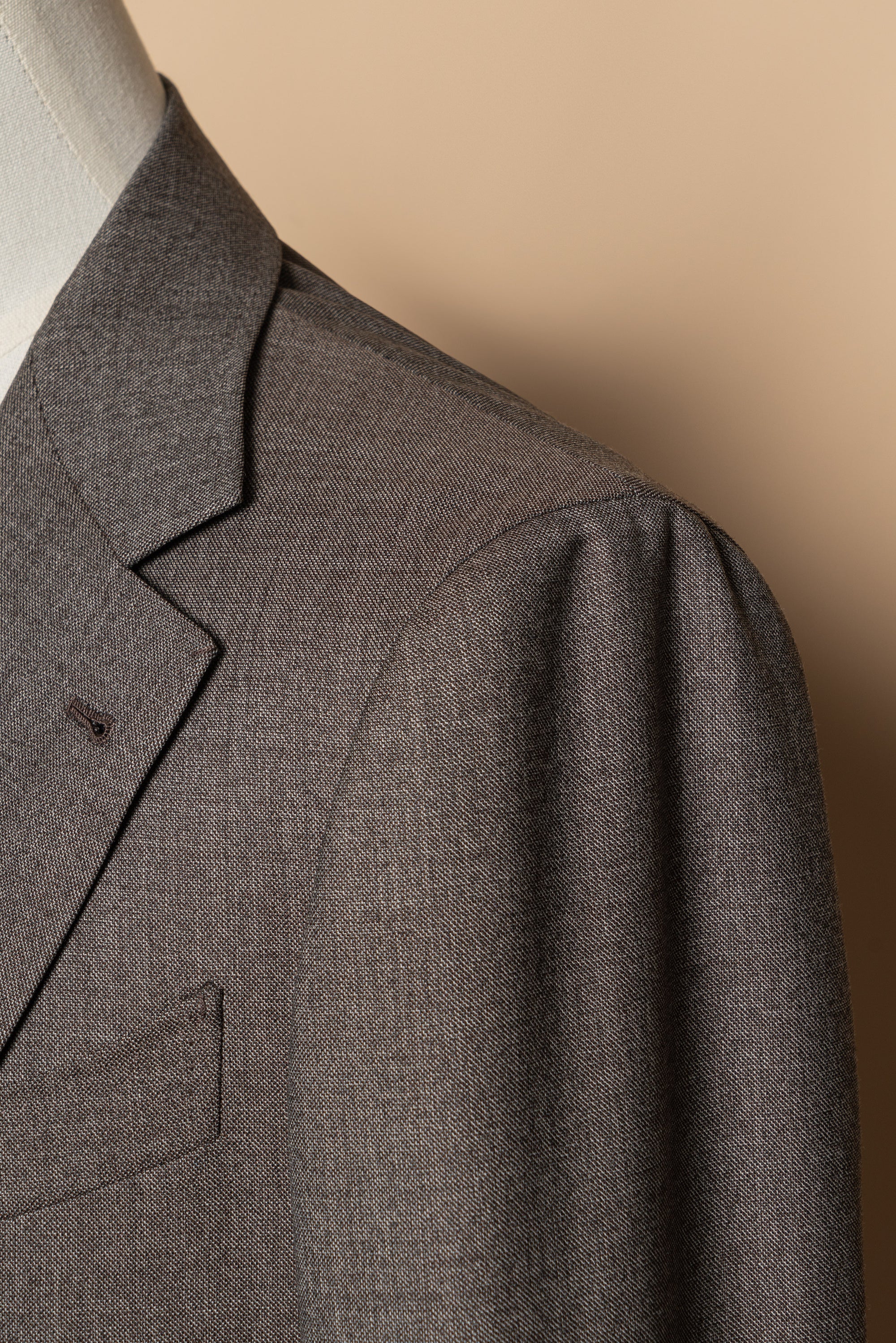 MTO Taupe Sharkskin Worsted Wool Suit #479