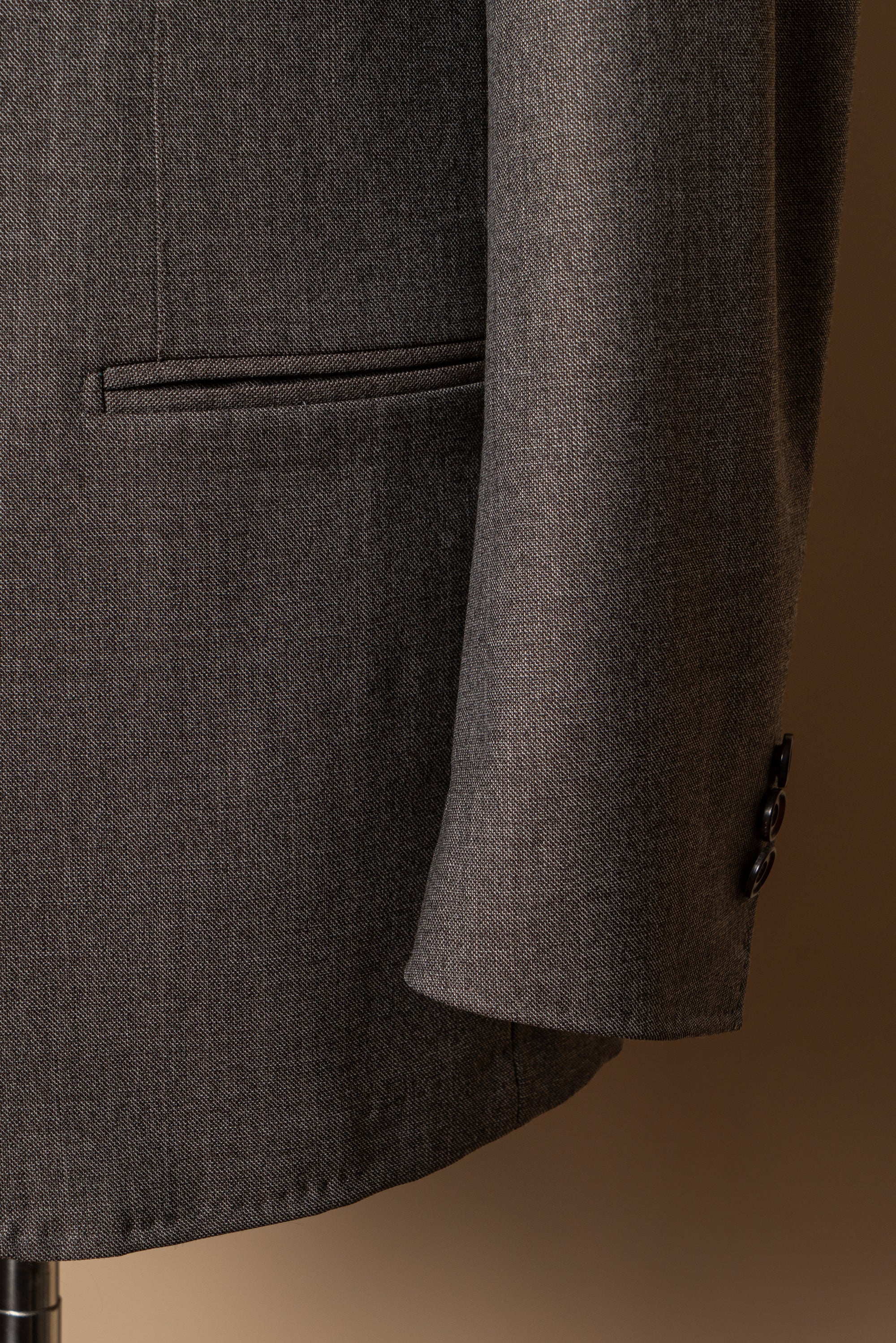 MTO Taupe Sharkskin Worsted Wool Suit #479