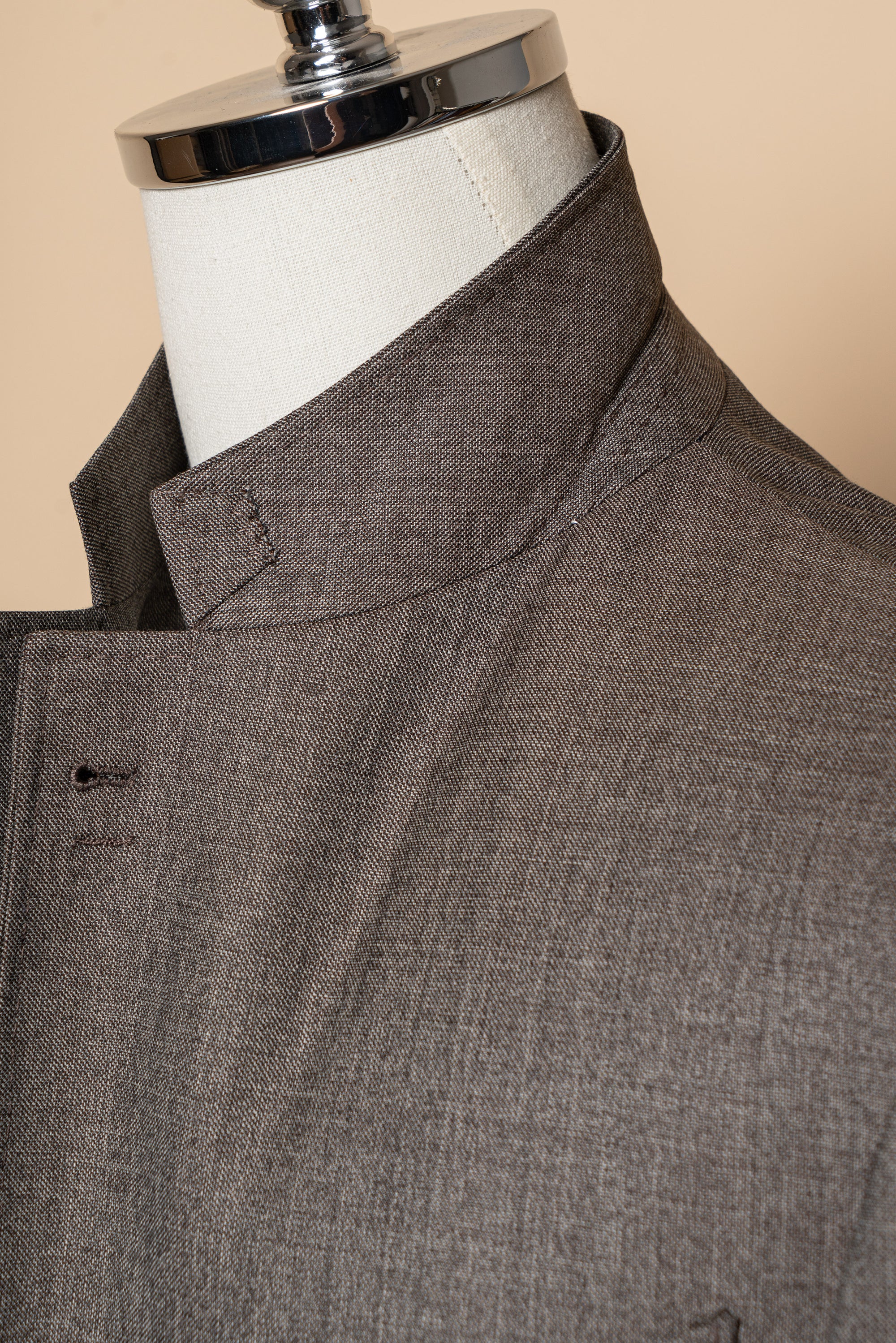 MTO Taupe Sharkskin Worsted Wool Suit #479