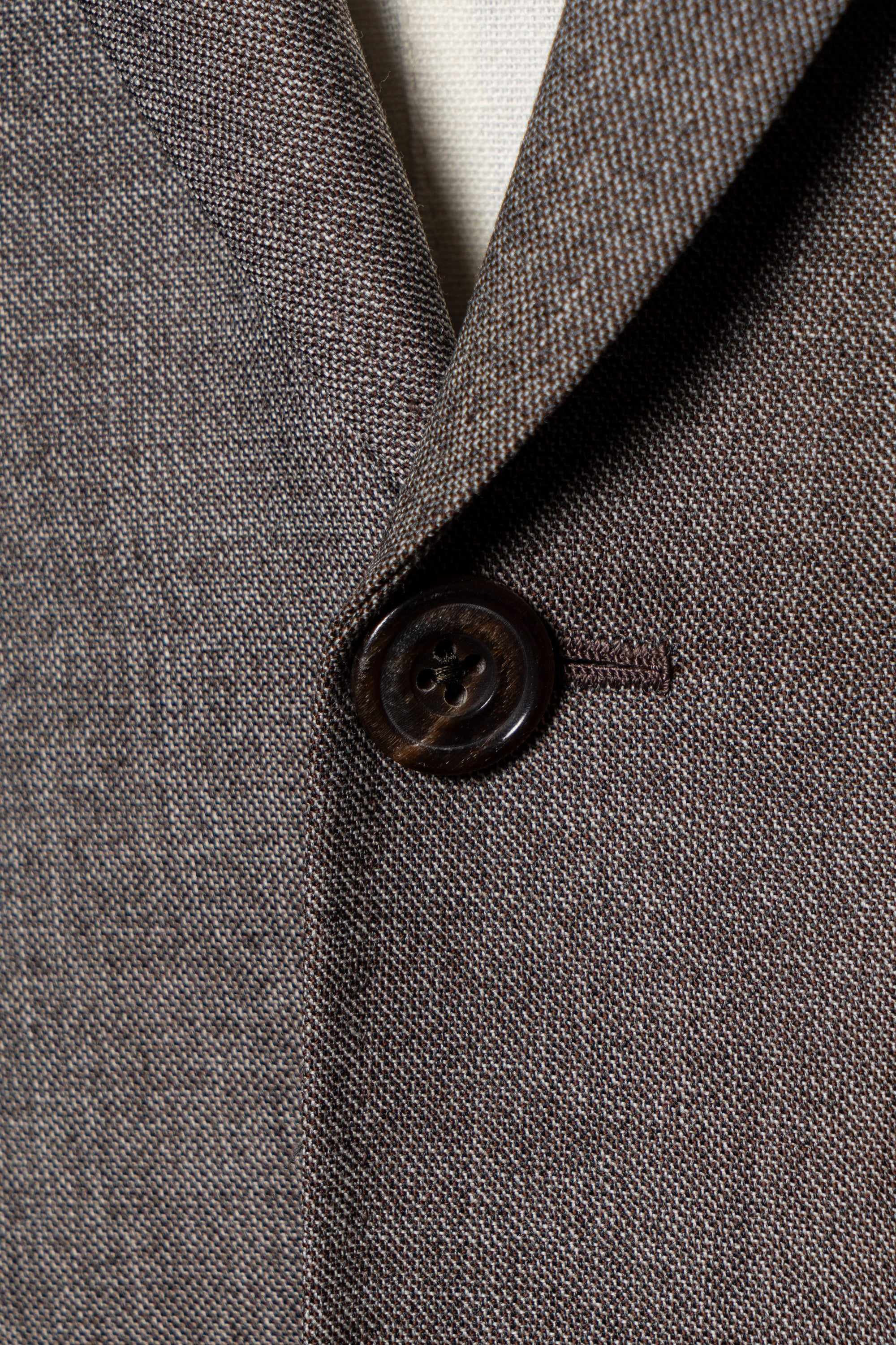 MTO Taupe Sharkskin Worsted Wool Suit #479