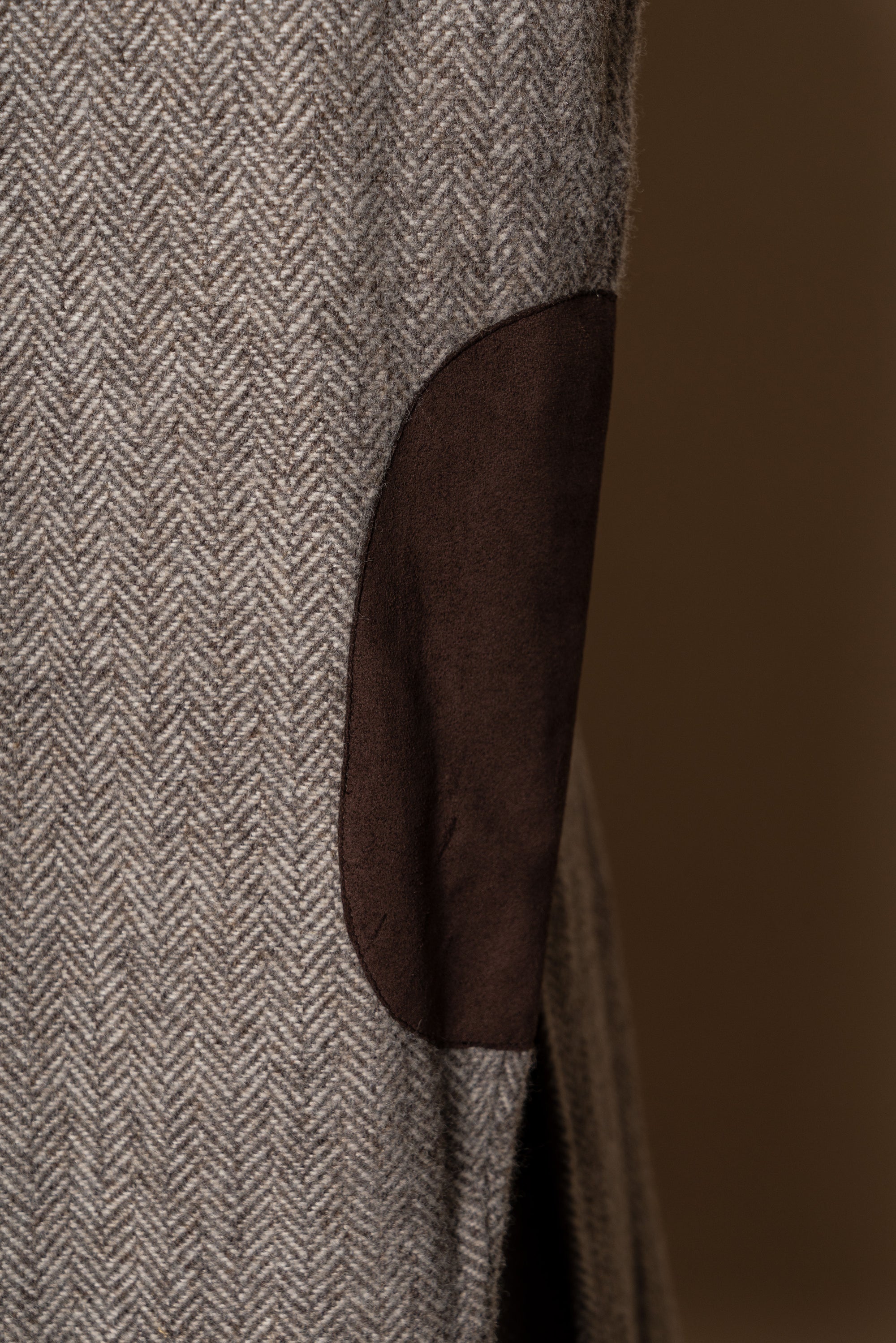 MTO Neutral Herringbone Linen Wool Tweed Jacket #487
