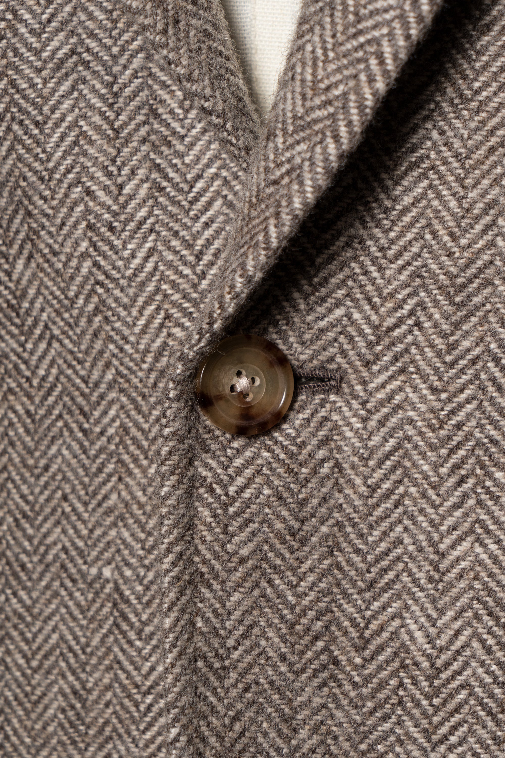 MTO Neutral Herringbone Linen Wool Tweed Jacket #487