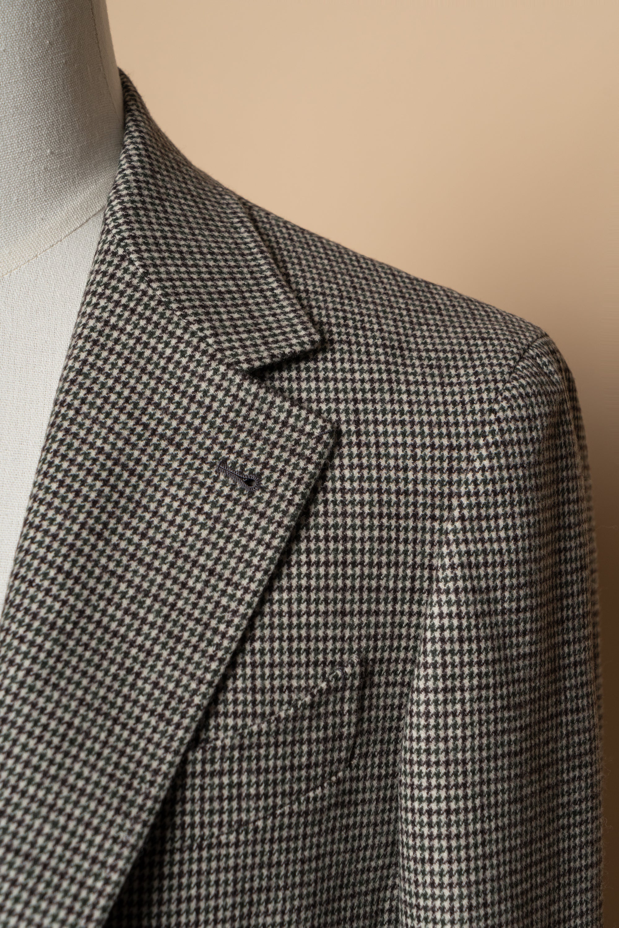 MTO Cream Green Houndstooth Flannel Jacket #632