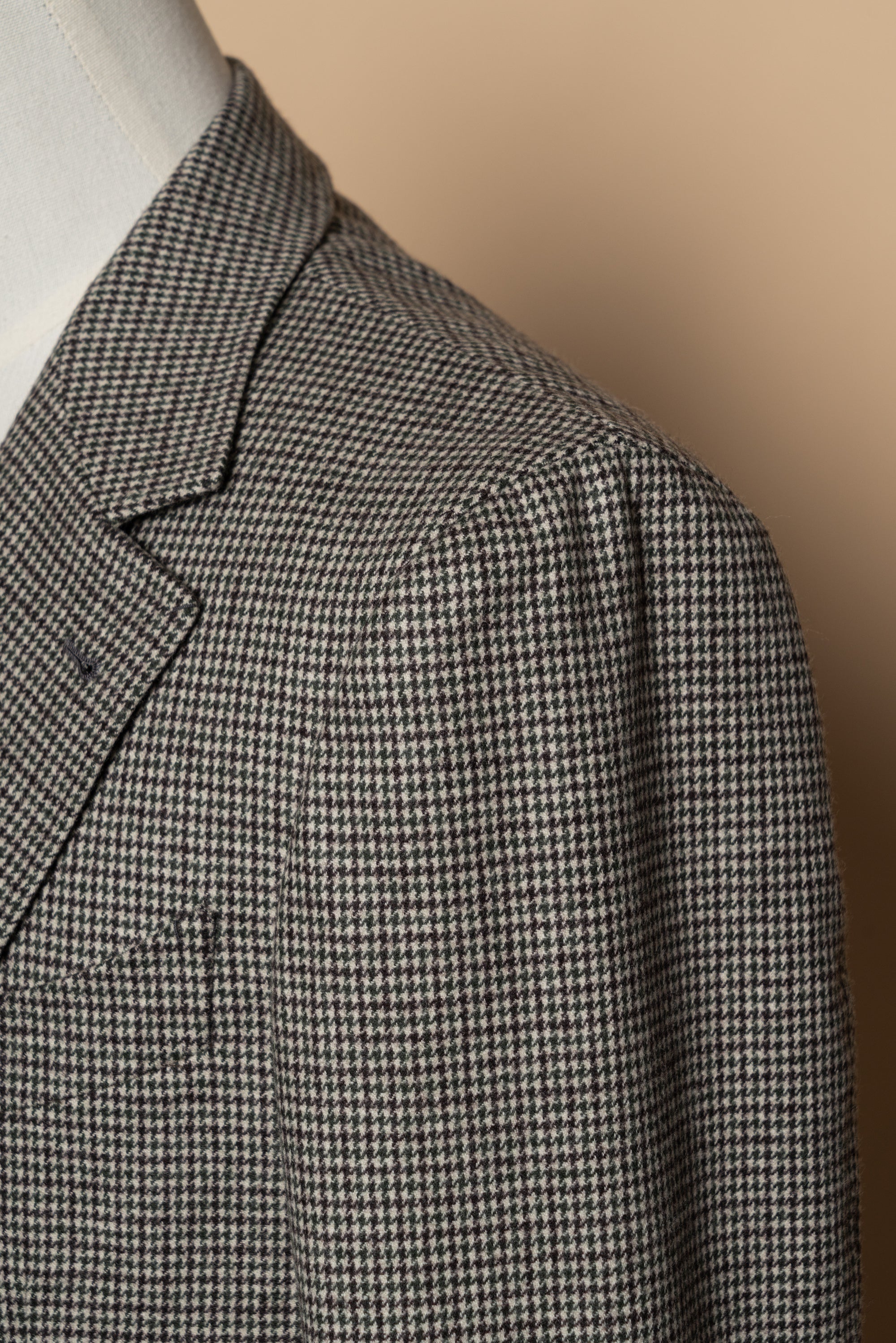 MTO Cream Green Houndstooth Flannel Jacket #632