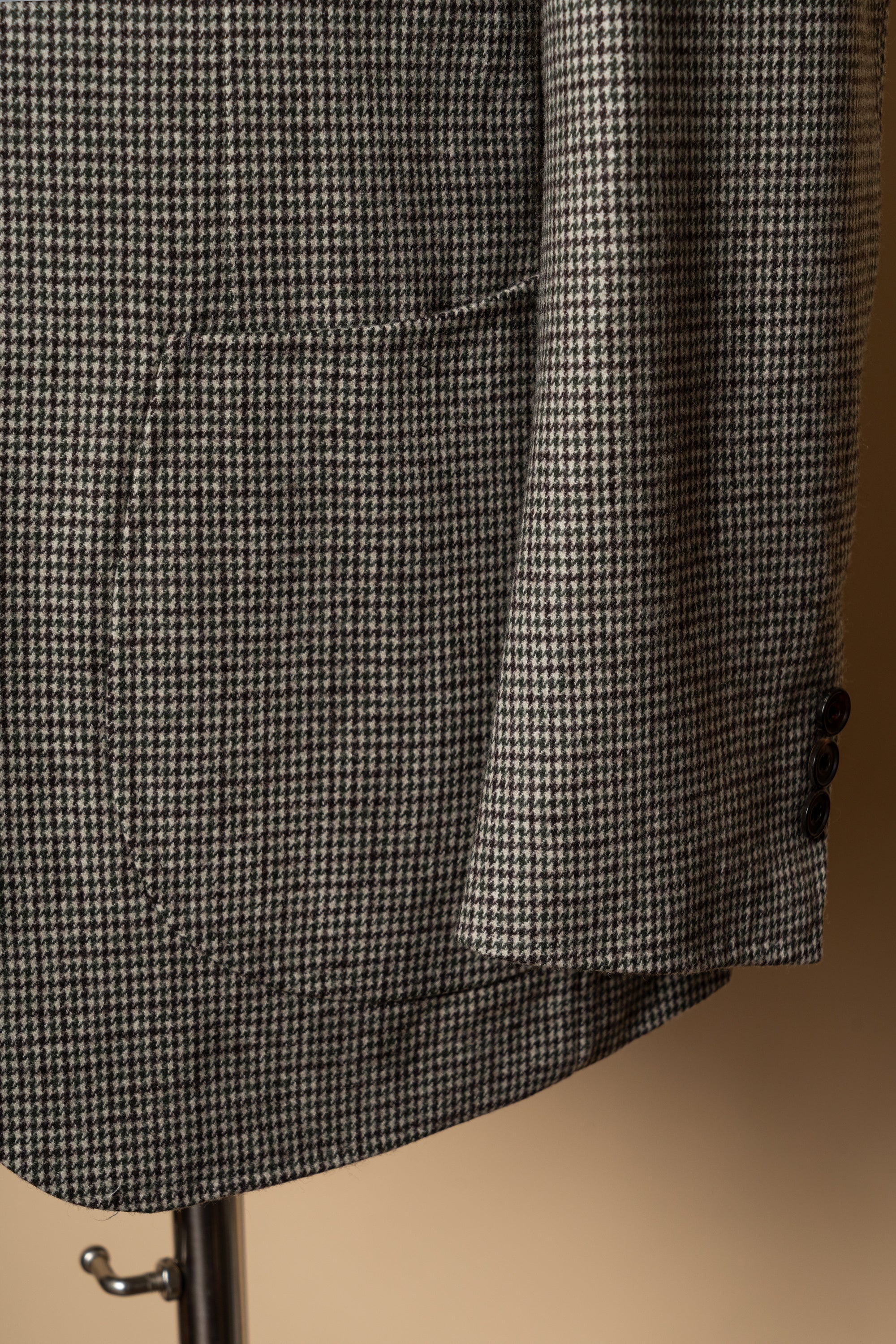 MTO Cream Green Houndstooth Flannel Jacket #632