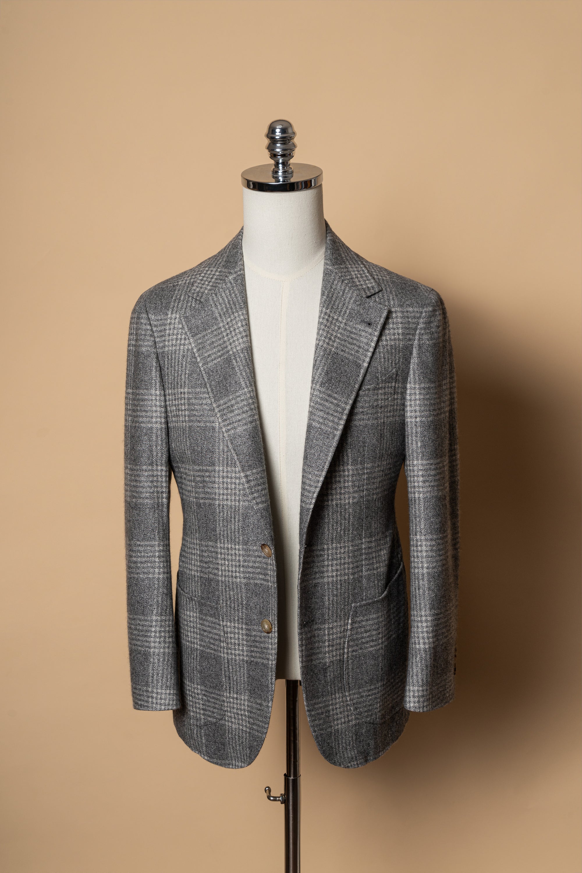 MTO Grey Glen Check Silk Cashmere Jacket #604