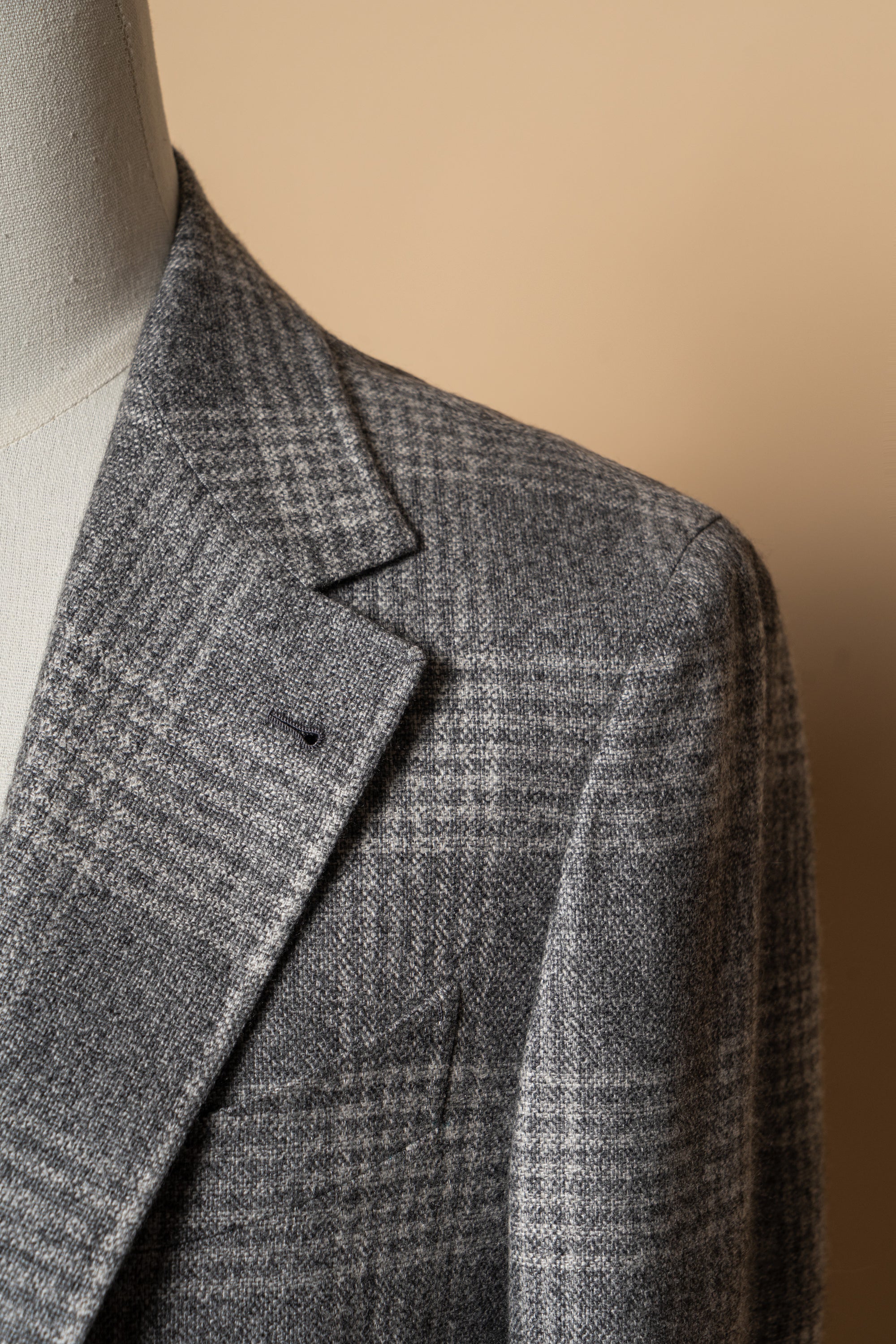 MTO Grey Glen Check Silk Cashmere Jacket #604