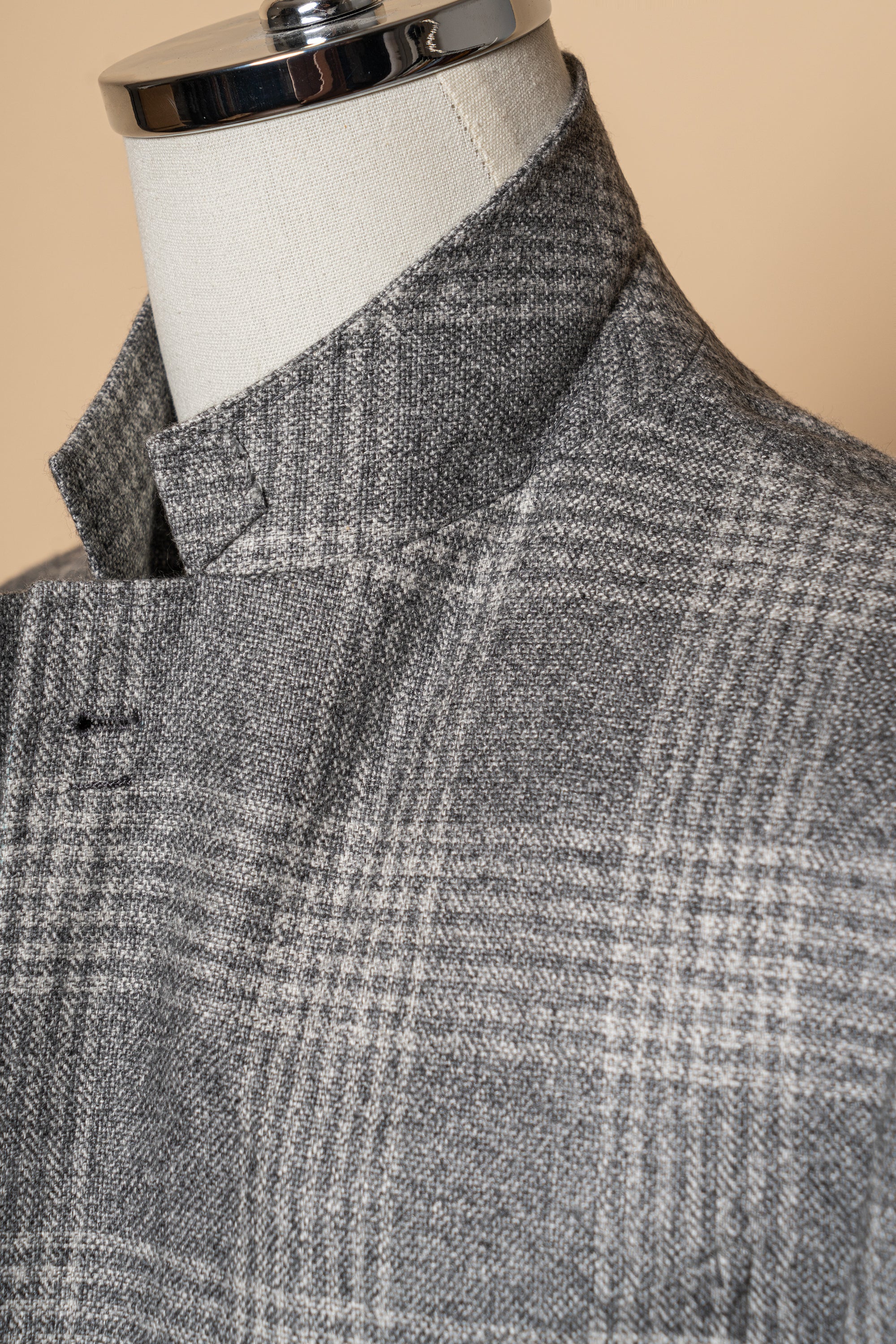 MTO Grey Glen Check Silk Cashmere Jacket #604
