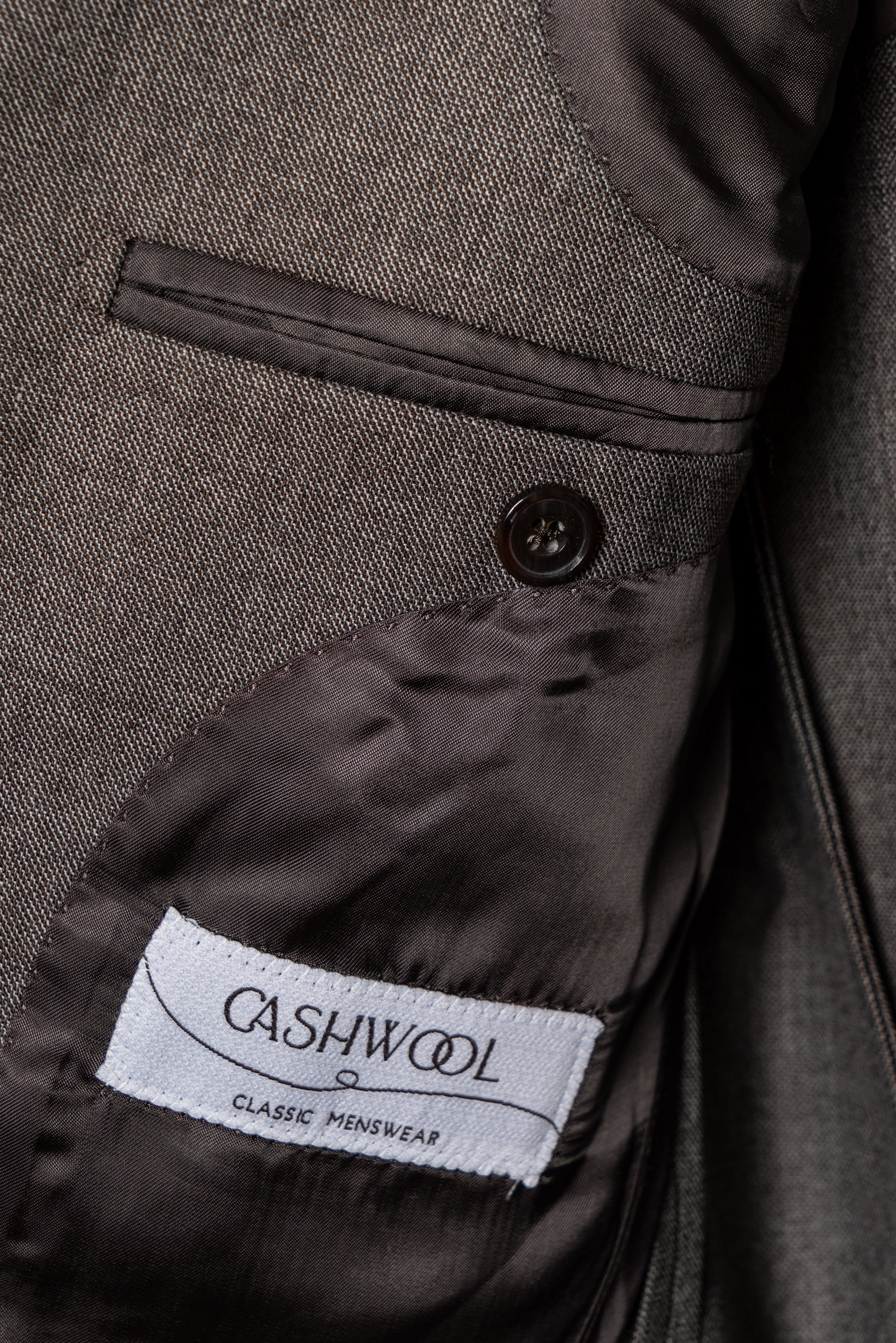 MTO Taupe Sharkskin Worsted Wool Suit #479