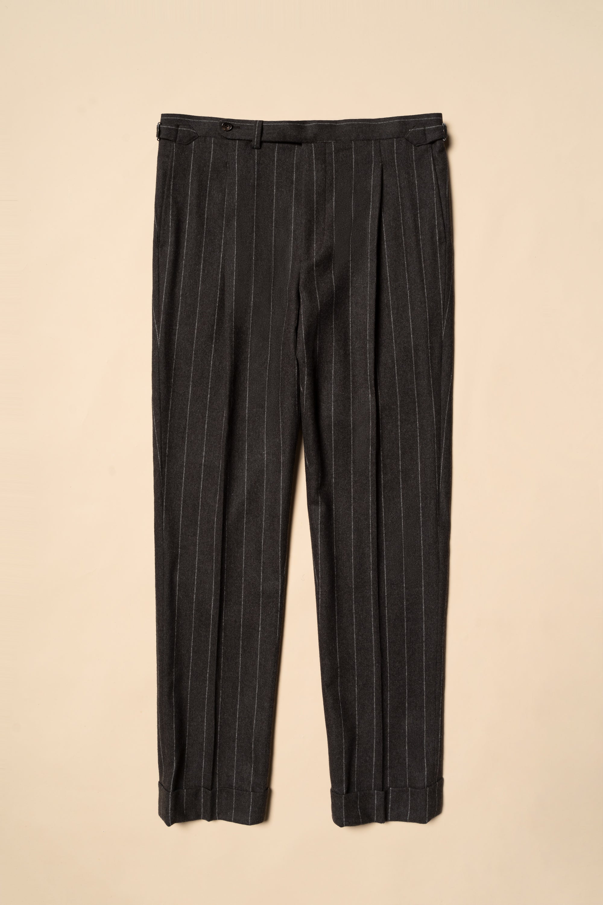 MTO Brown Chalkstripe Worsted Flannel Suit #499