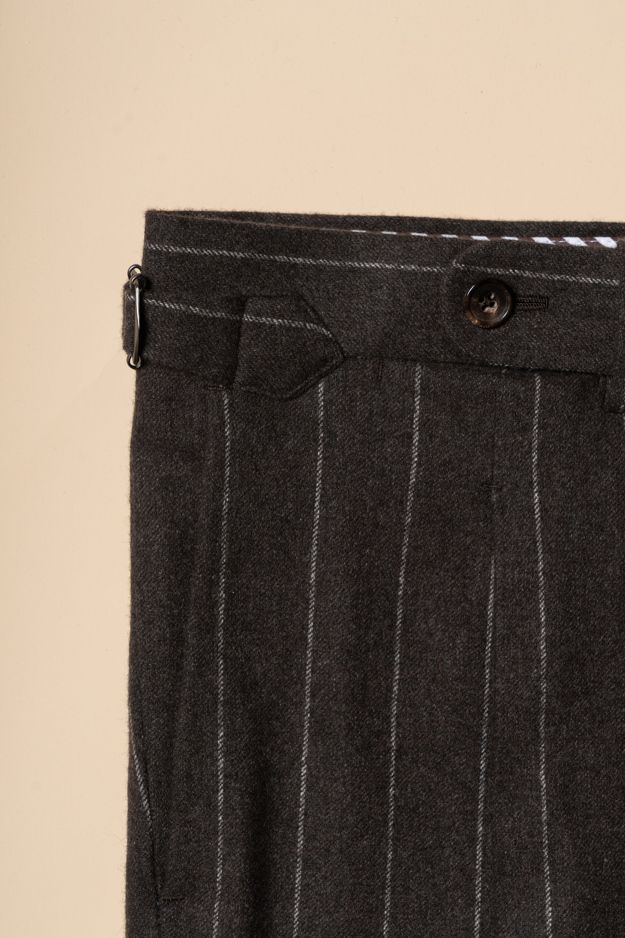 MTO Brown Chalkstripe Worsted Flannel Suit #499