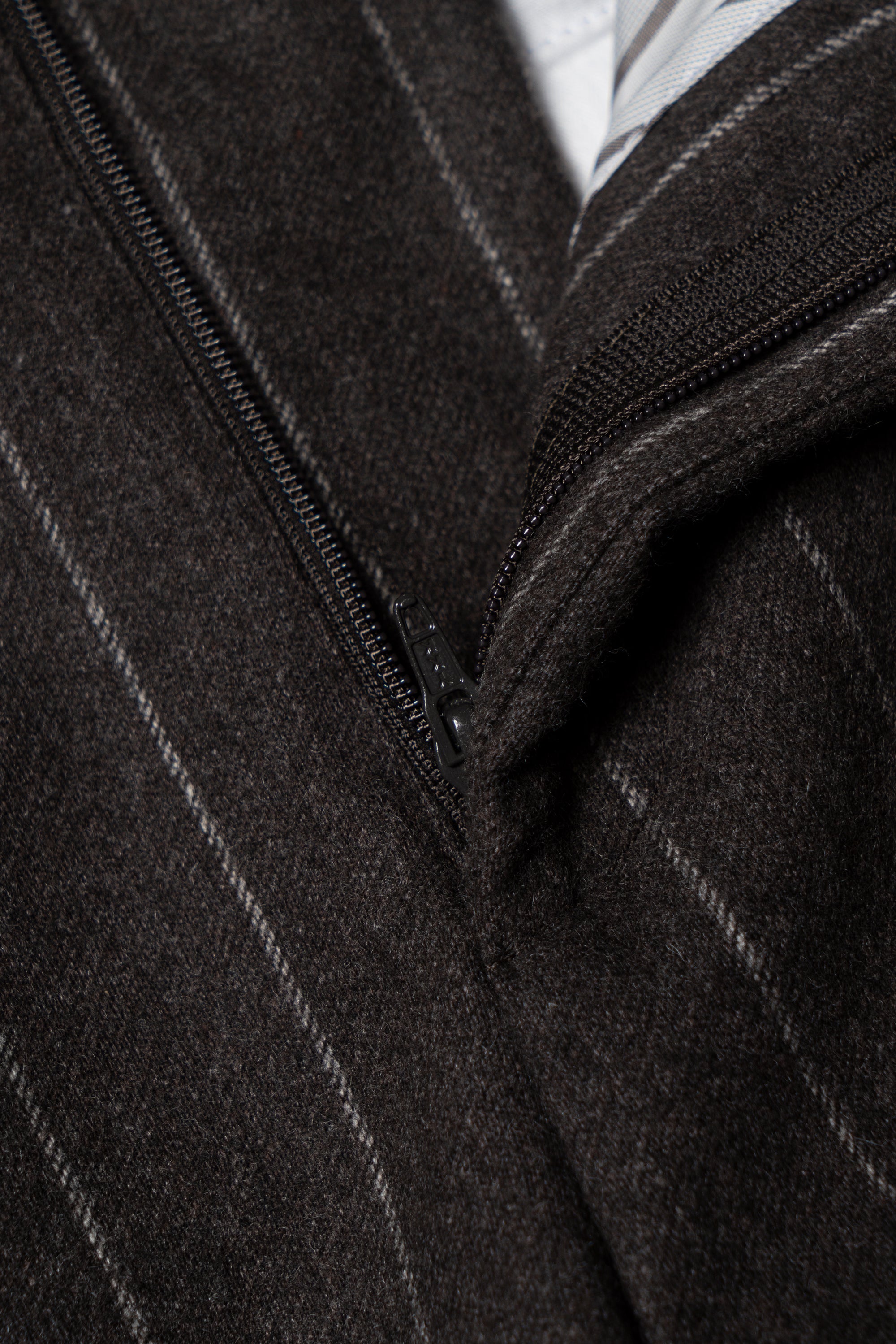 MTO Brown Chalkstripe Worsted Flannel Suit #499