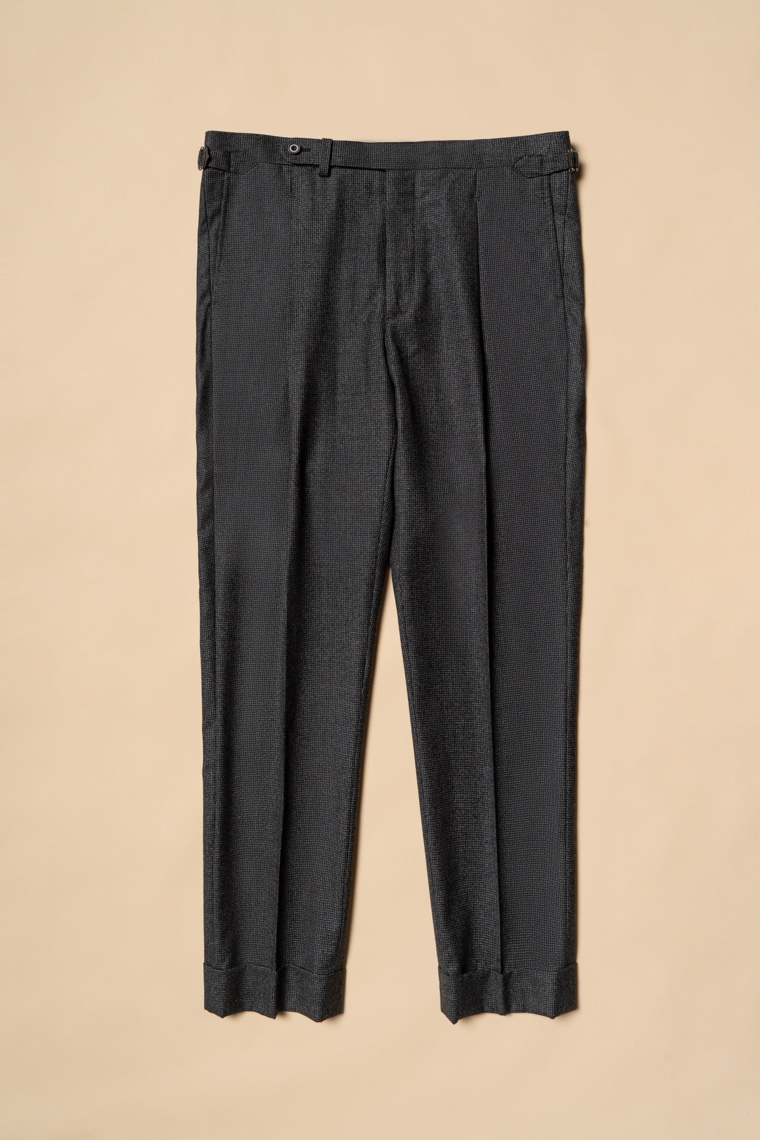 MTO Dark Grey Houndstooth 130s Flannel Suit #505