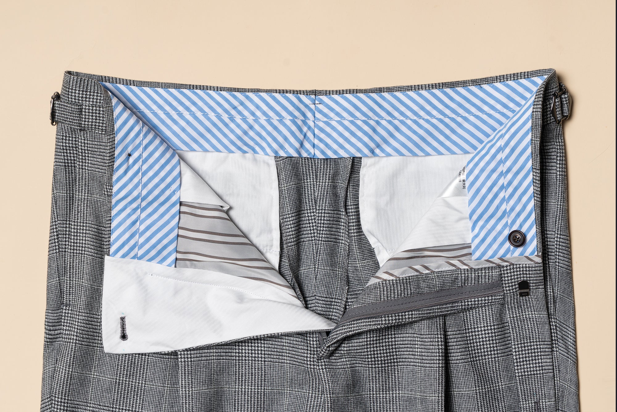 MTO Grey Glen Check Cashmere Silk Flannel Suit #344