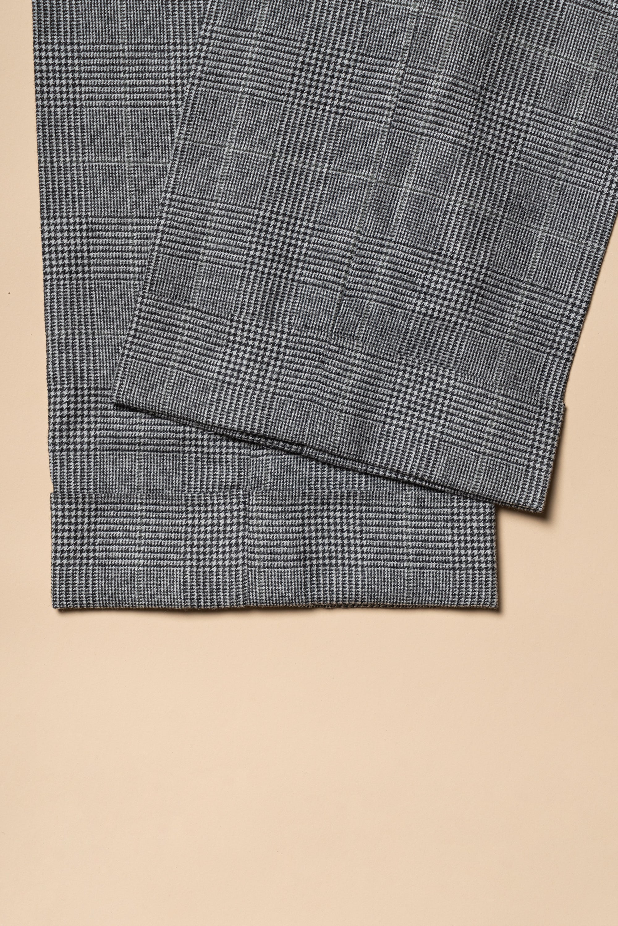 MTO Grey Glen Check Cashmere Silk Flannel Suit #344