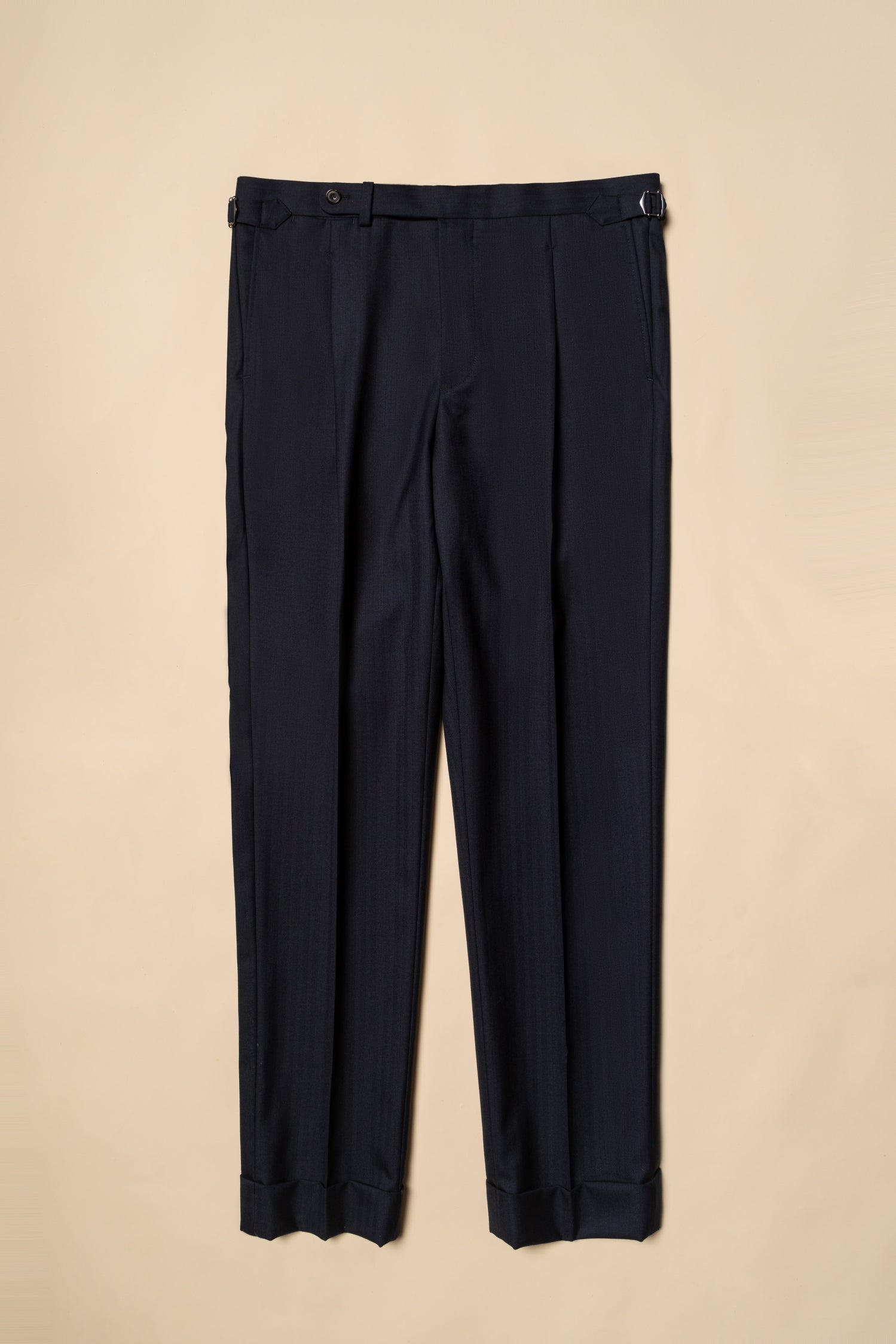 MTO Navy Herringbone 17 Micron 130s Suit #399