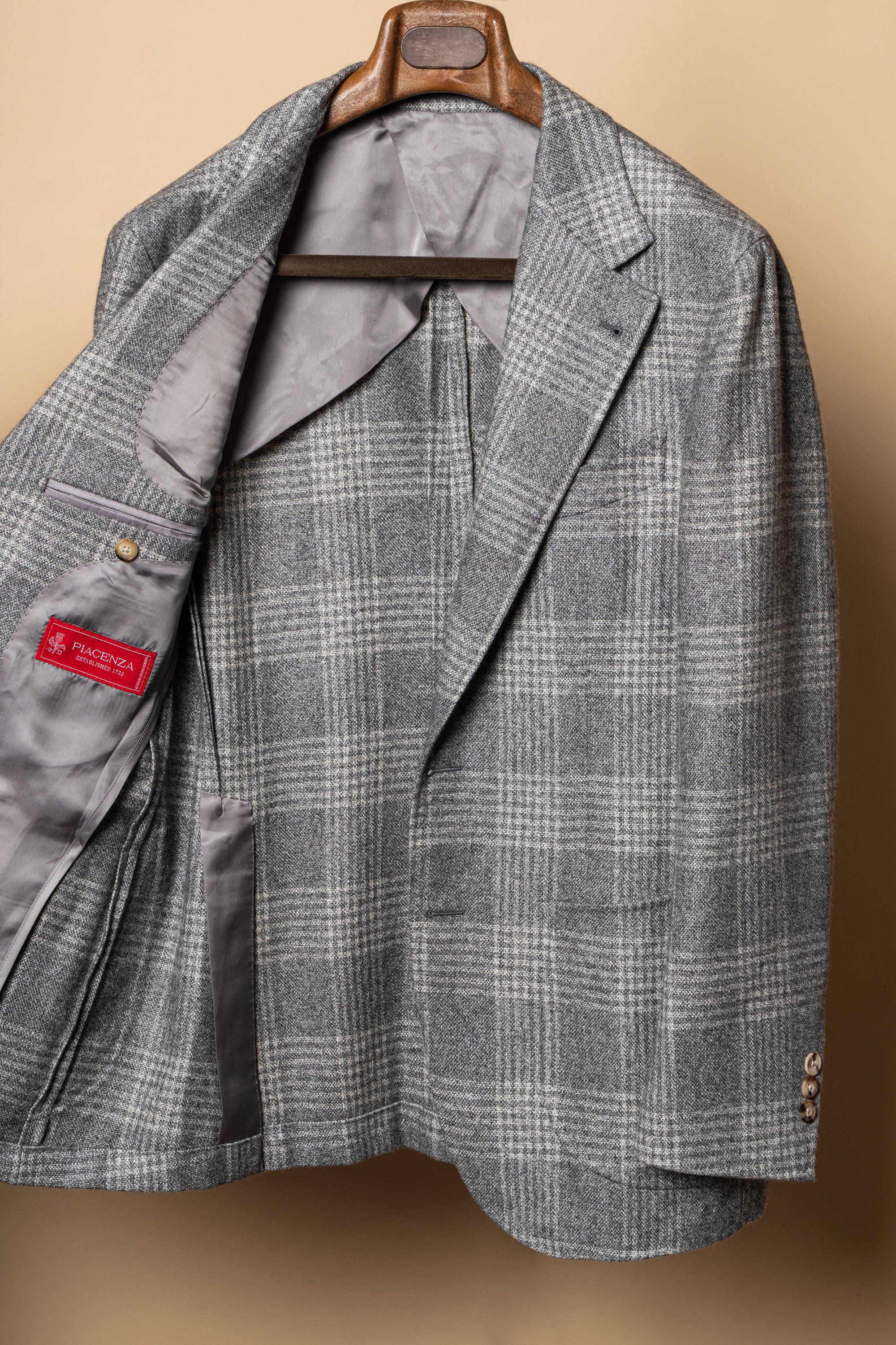 MTO Grey Glen Check Silk Cashmere Jacket #604