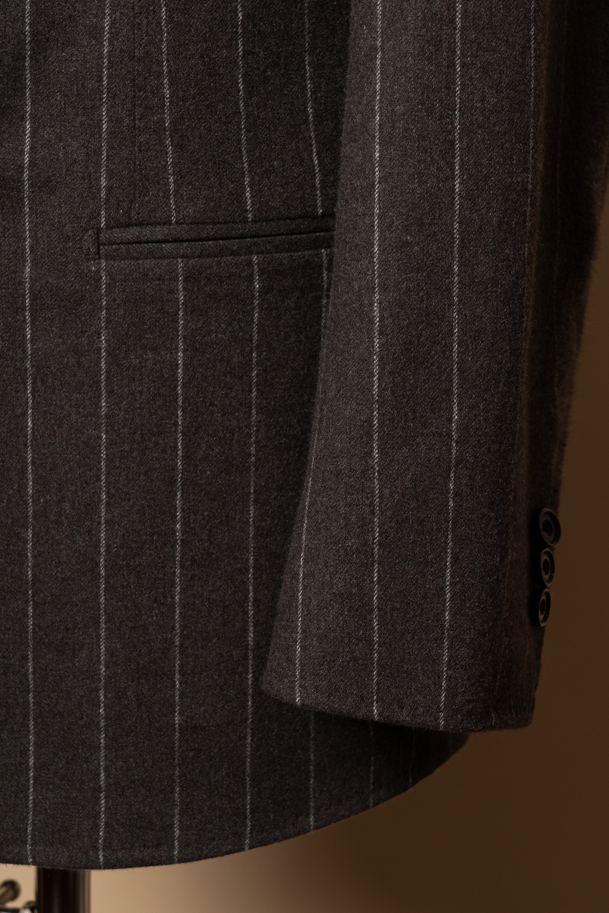 MTO Brown Chalkstripe Worsted Flannel Suit #499