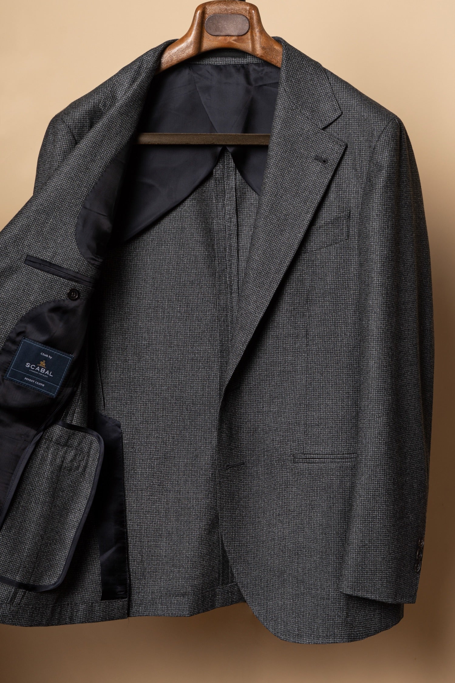 MTO Dark Grey Houndstooth 130s Flannel Suit #505