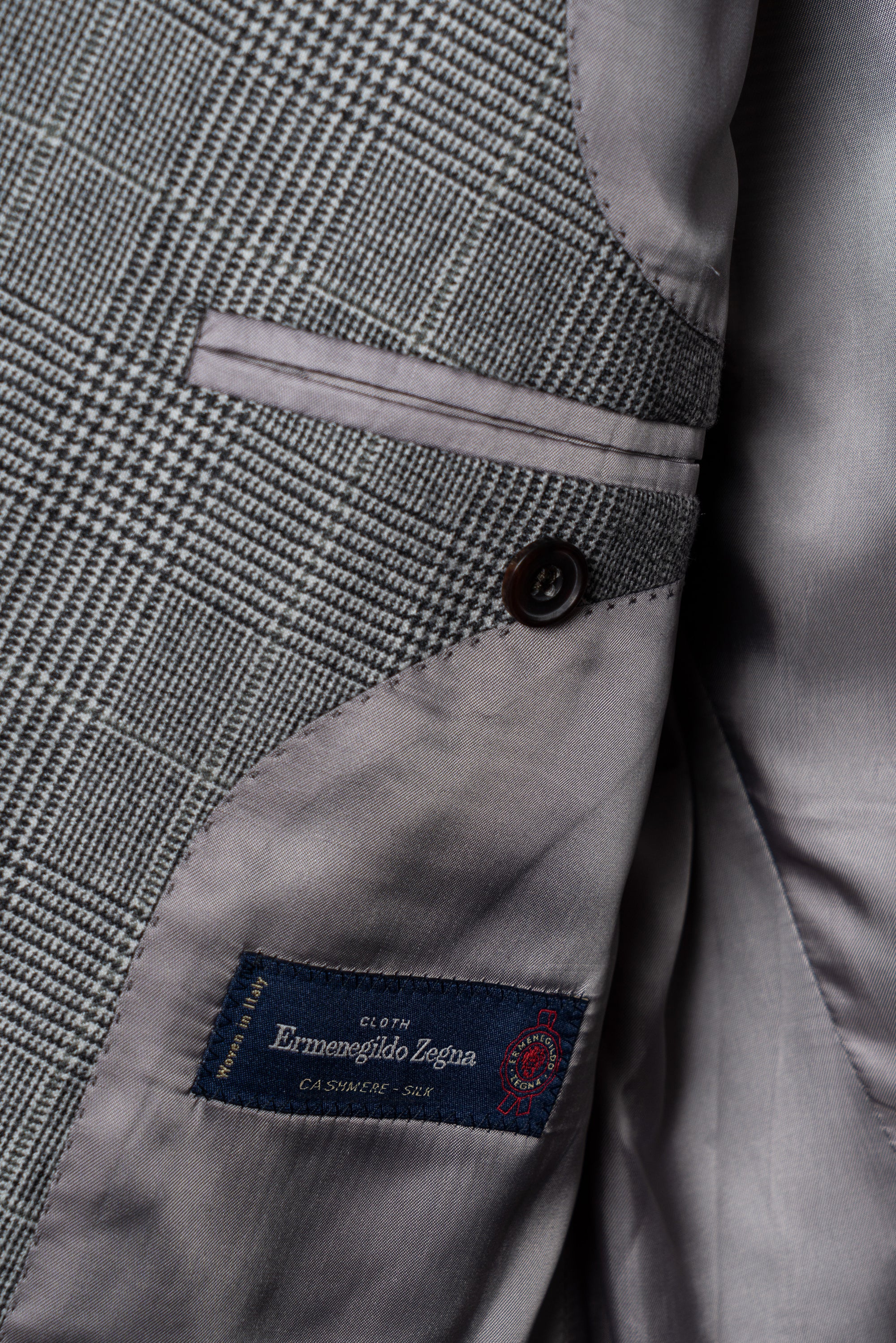 MTO Grey Glen Check Cashmere Silk Flannel Suit #344