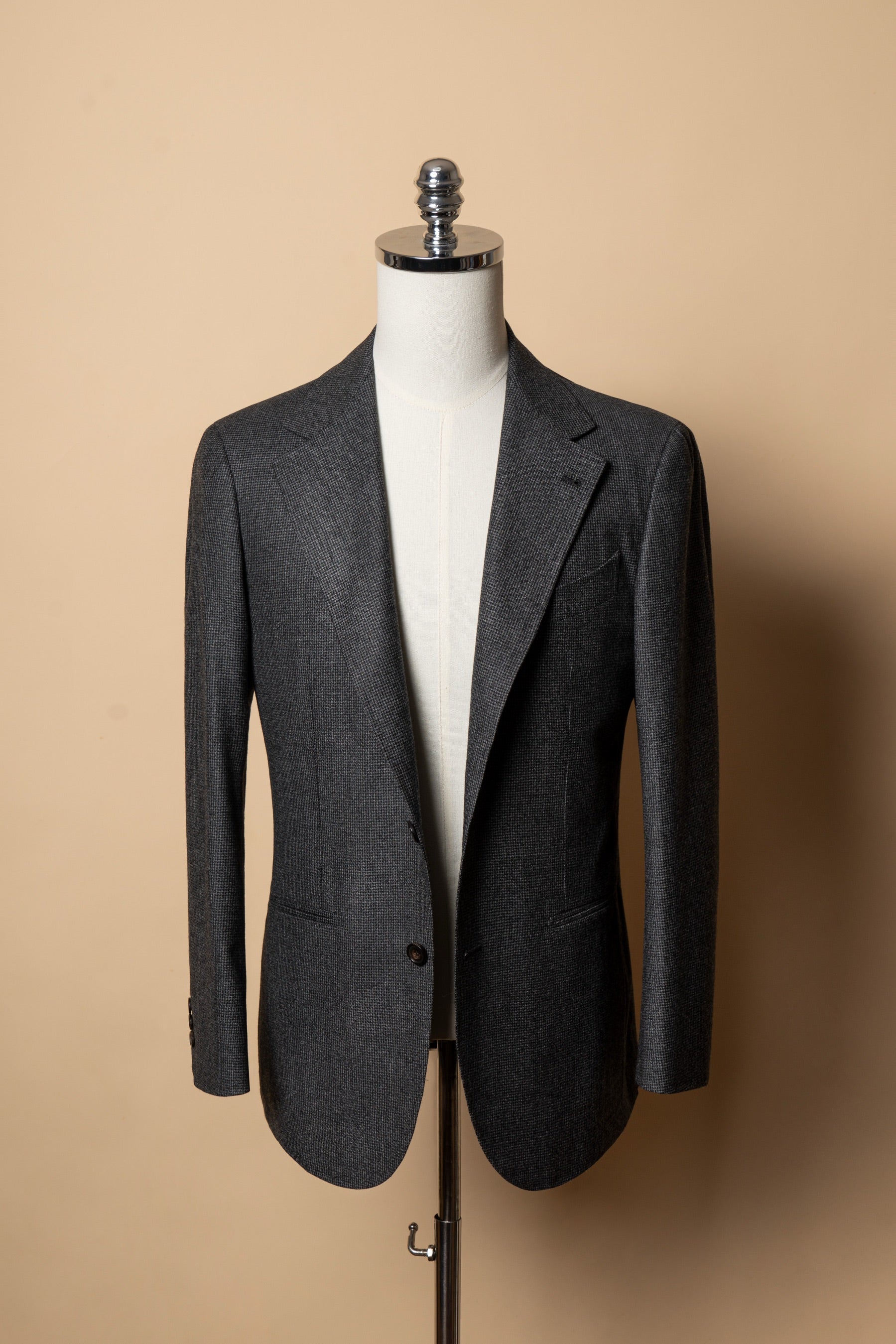 MTO Dark Grey Houndstooth 130s Flannel Suit #505