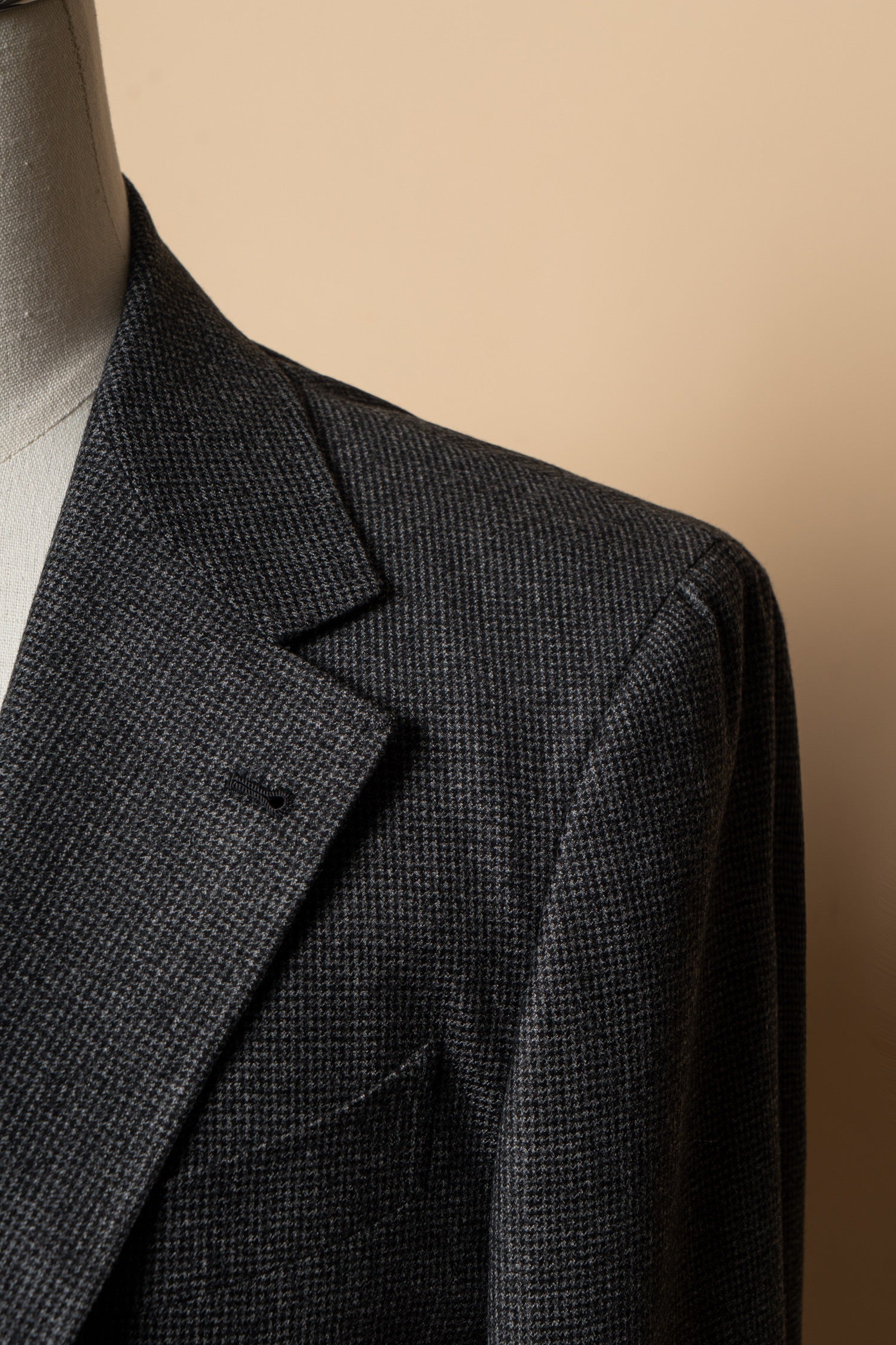 MTO Dark Grey Houndstooth 130s Flannel Suit #505