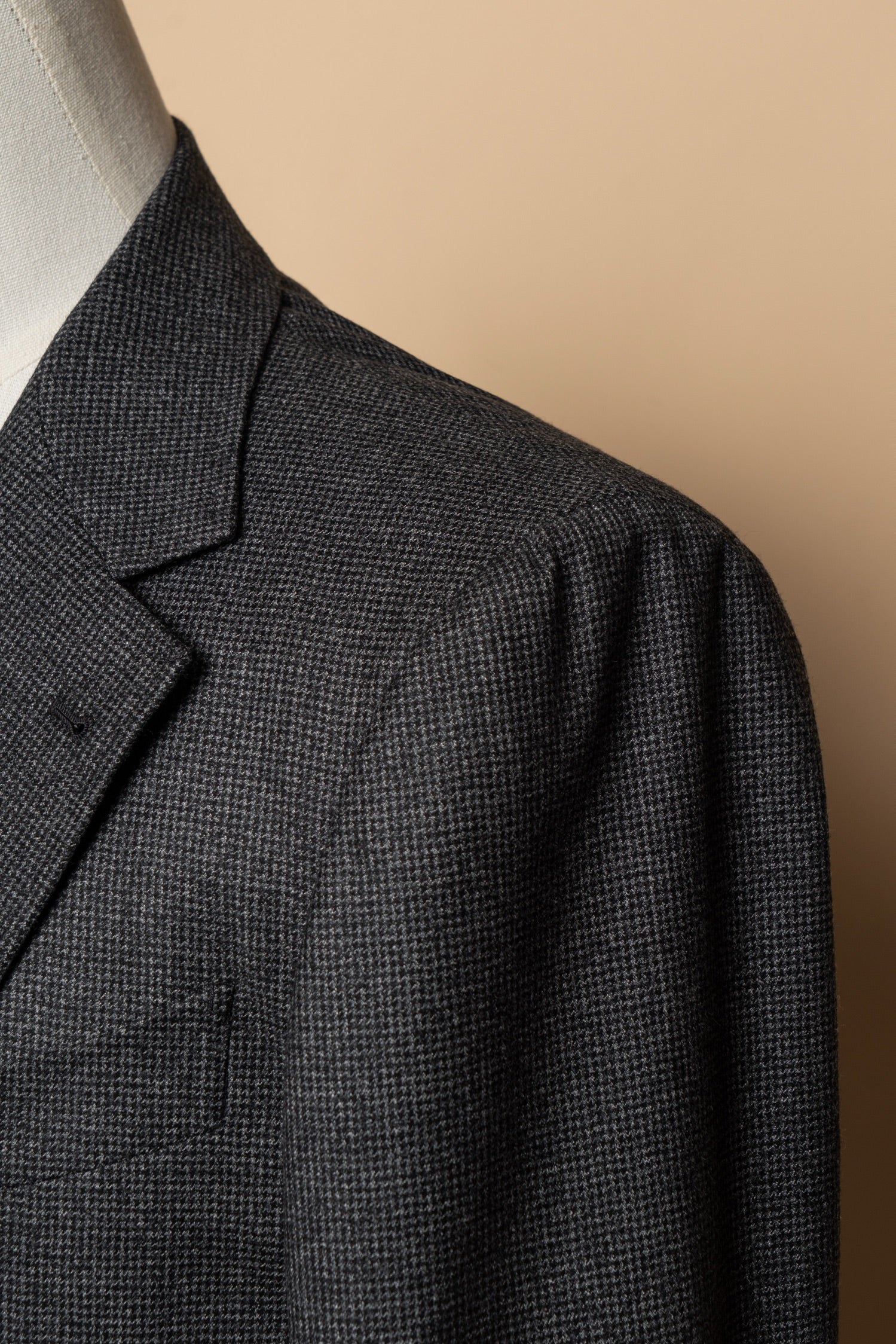MTO Dark Grey Houndstooth 130s Flannel Suit #505