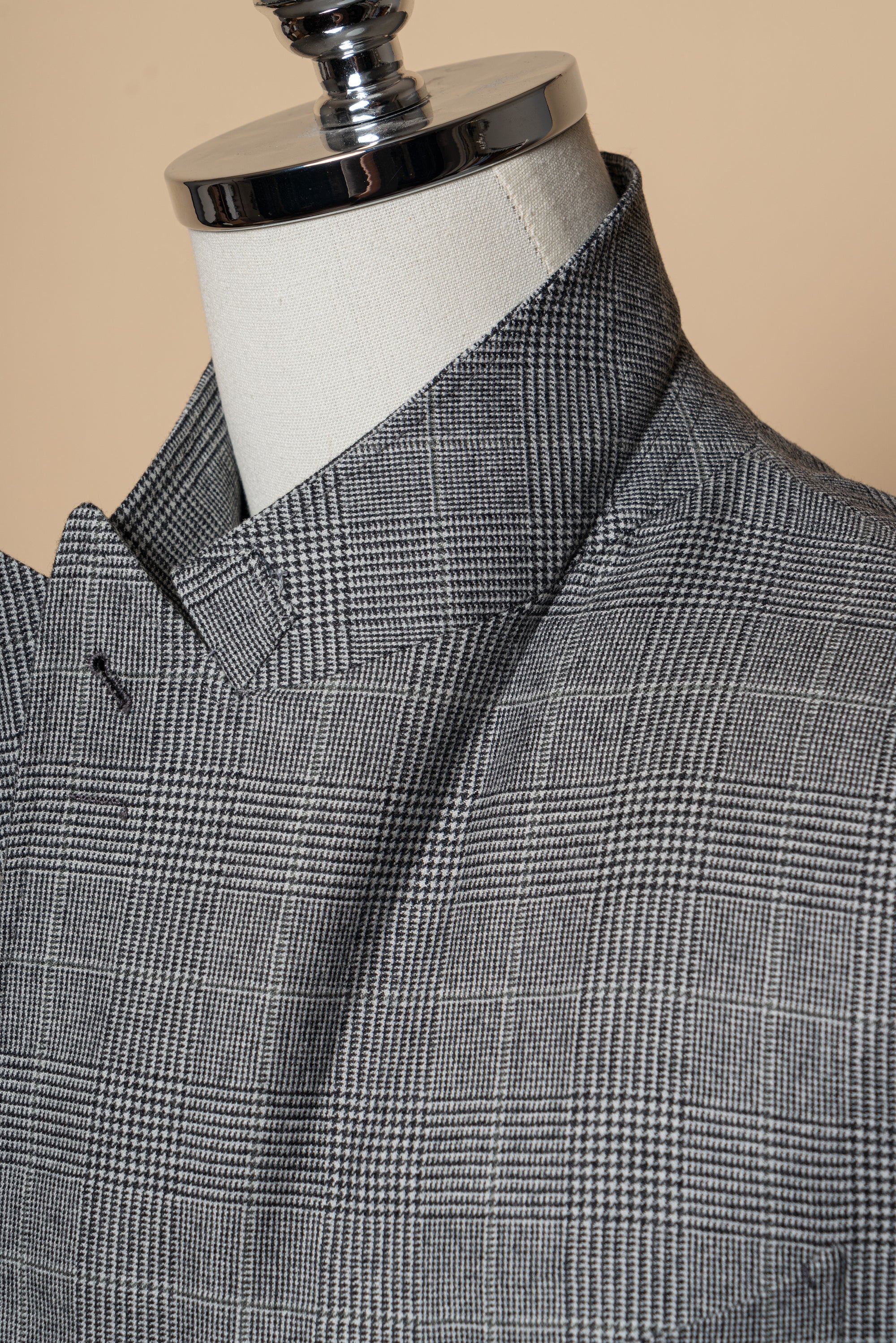 MTO Grey Glen Check Cashmere Silk Flannel Suit #344