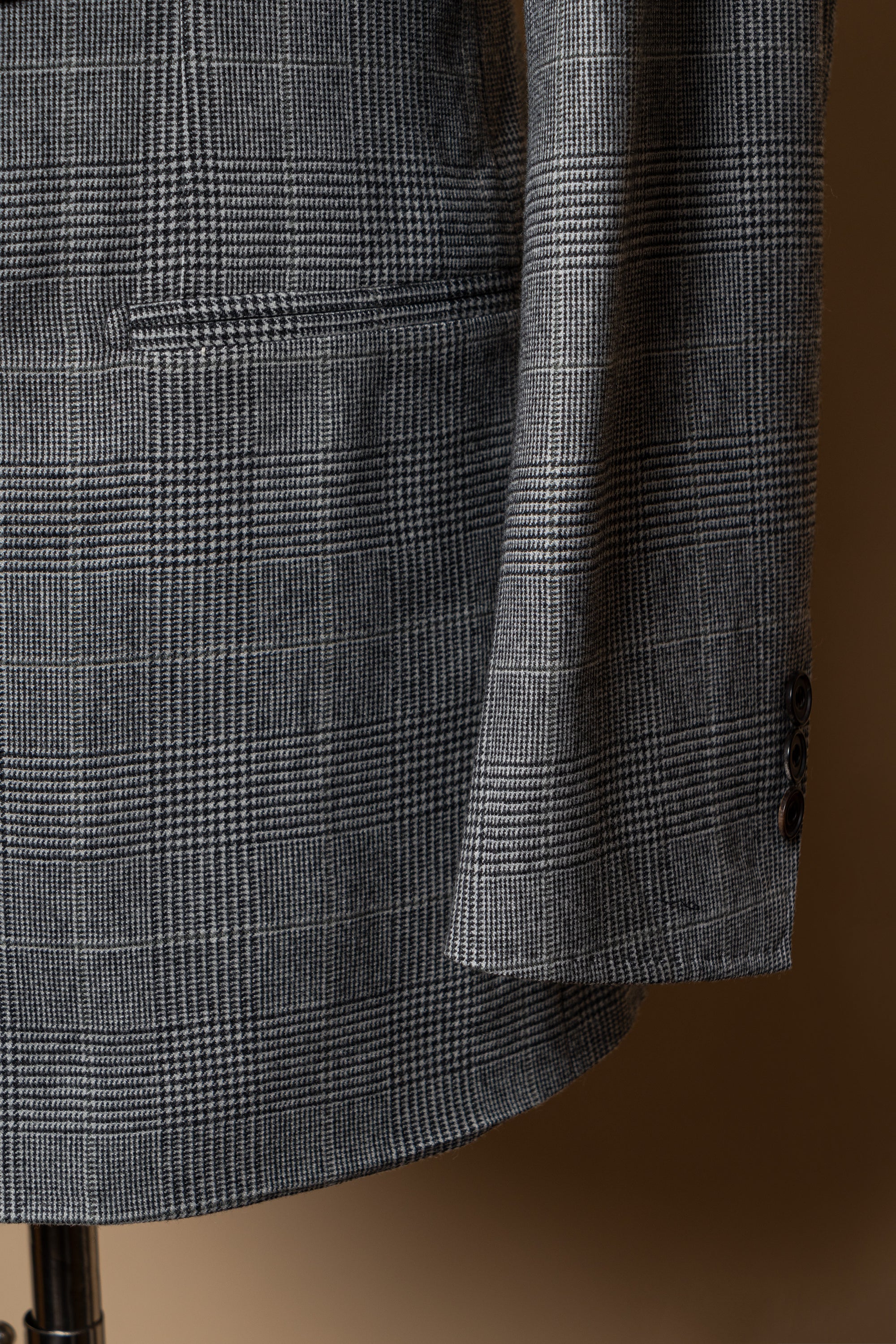 MTO Grey Glen Check Cashmere Silk Flannel Suit #344