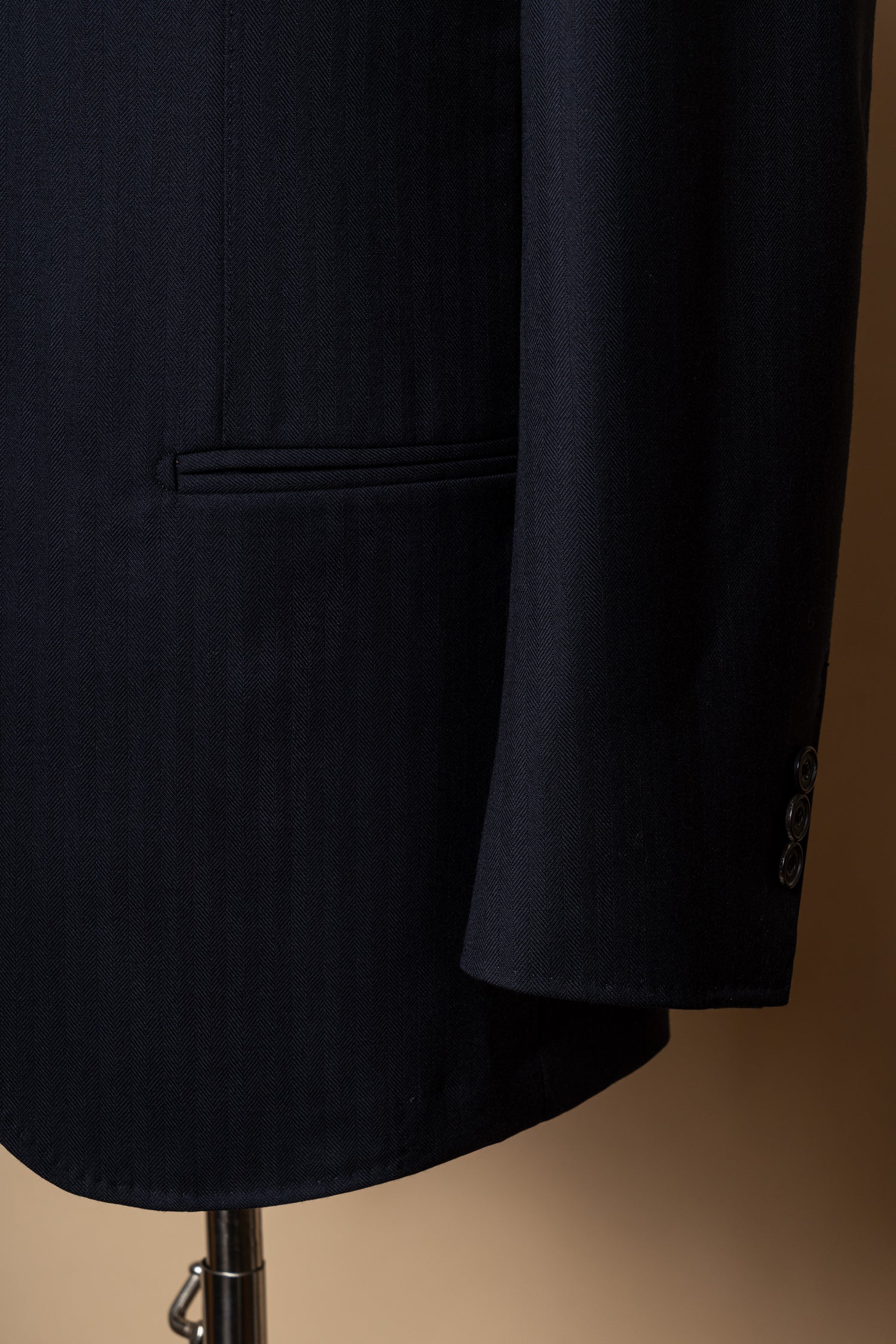 MTO Navy Herringbone 17 Micron 130s Suit #399