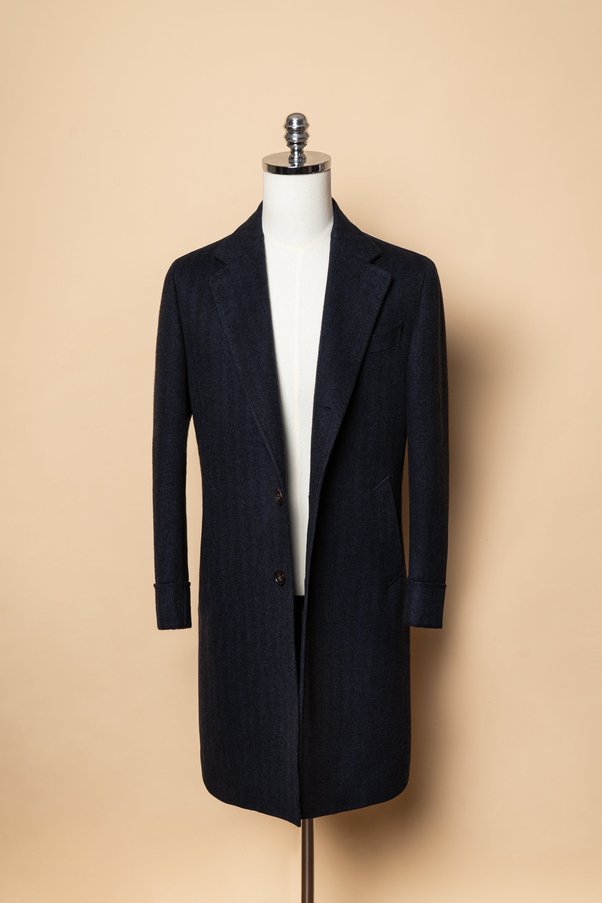 MTO Navy Herringbone Cashmere Chesterfield Coat #431