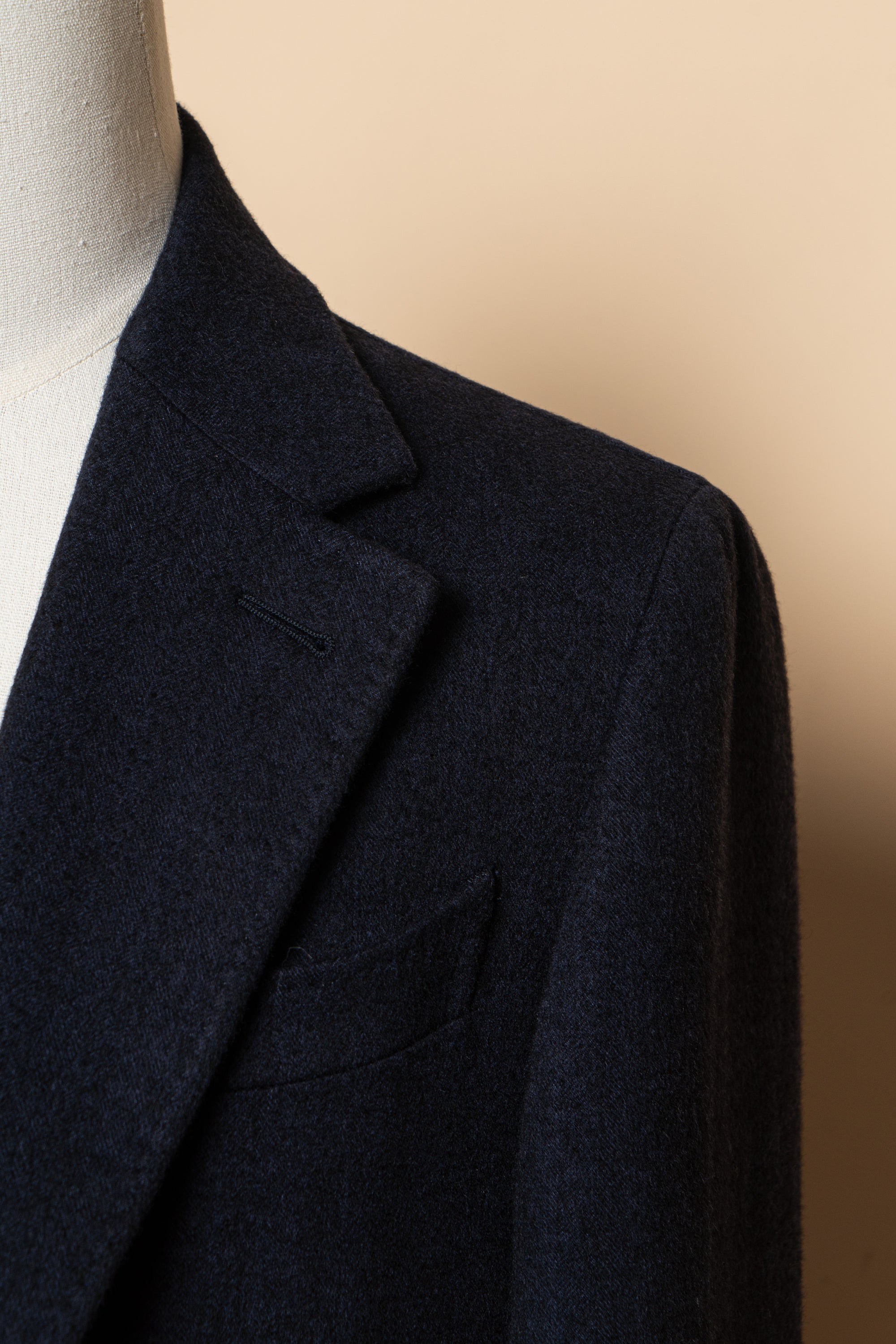 MTO Navy Herringbone Cashmere Chesterfield Coat #431