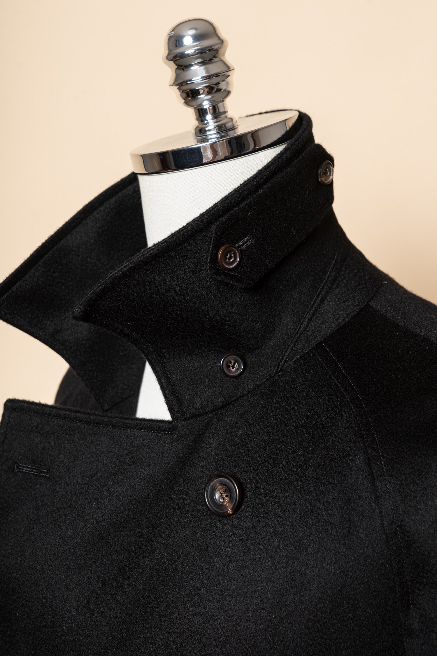 Black Wool Balmacaan Coat #118