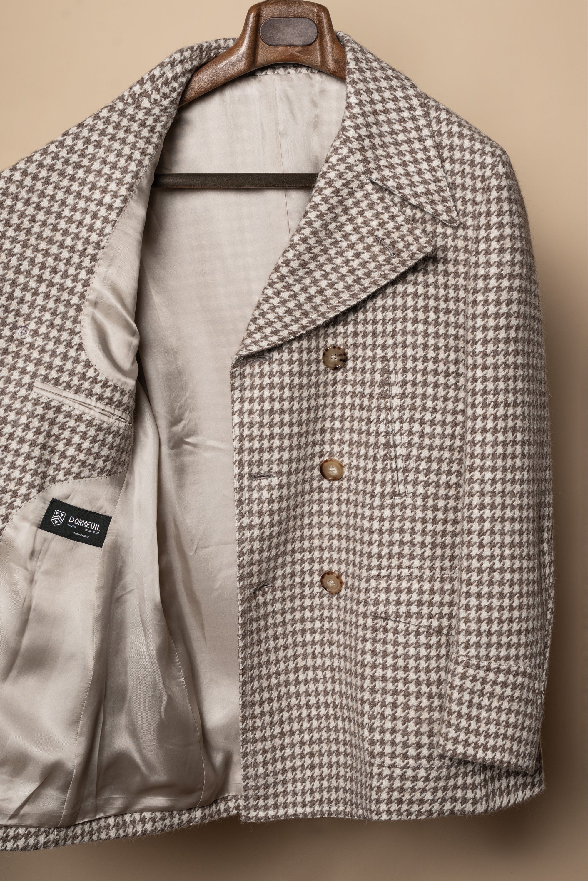 MTO Camel Houndstooth Camel Hair Peacoat #506