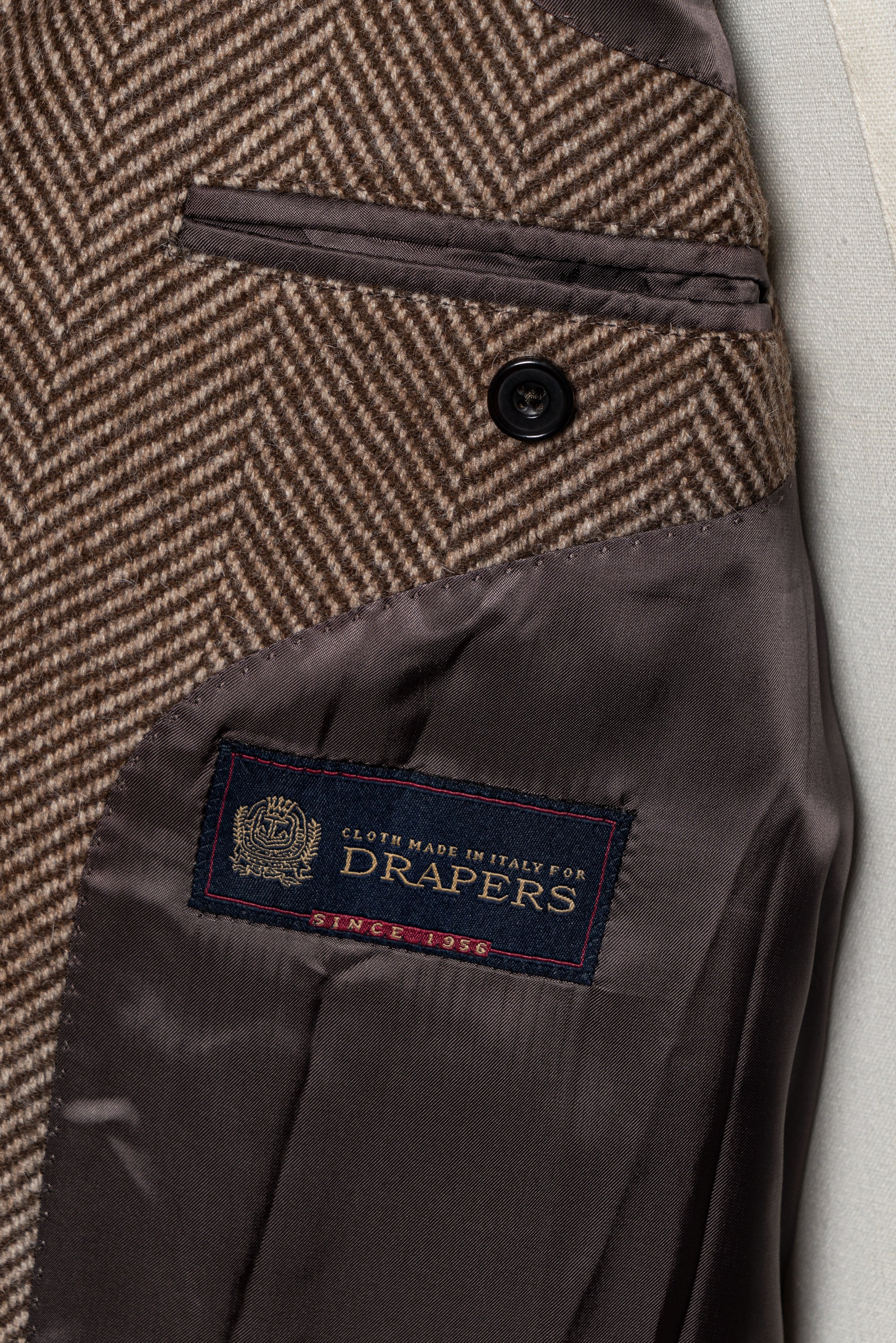 MTO Brown Herringbone Wool Balmacaan Coat #605