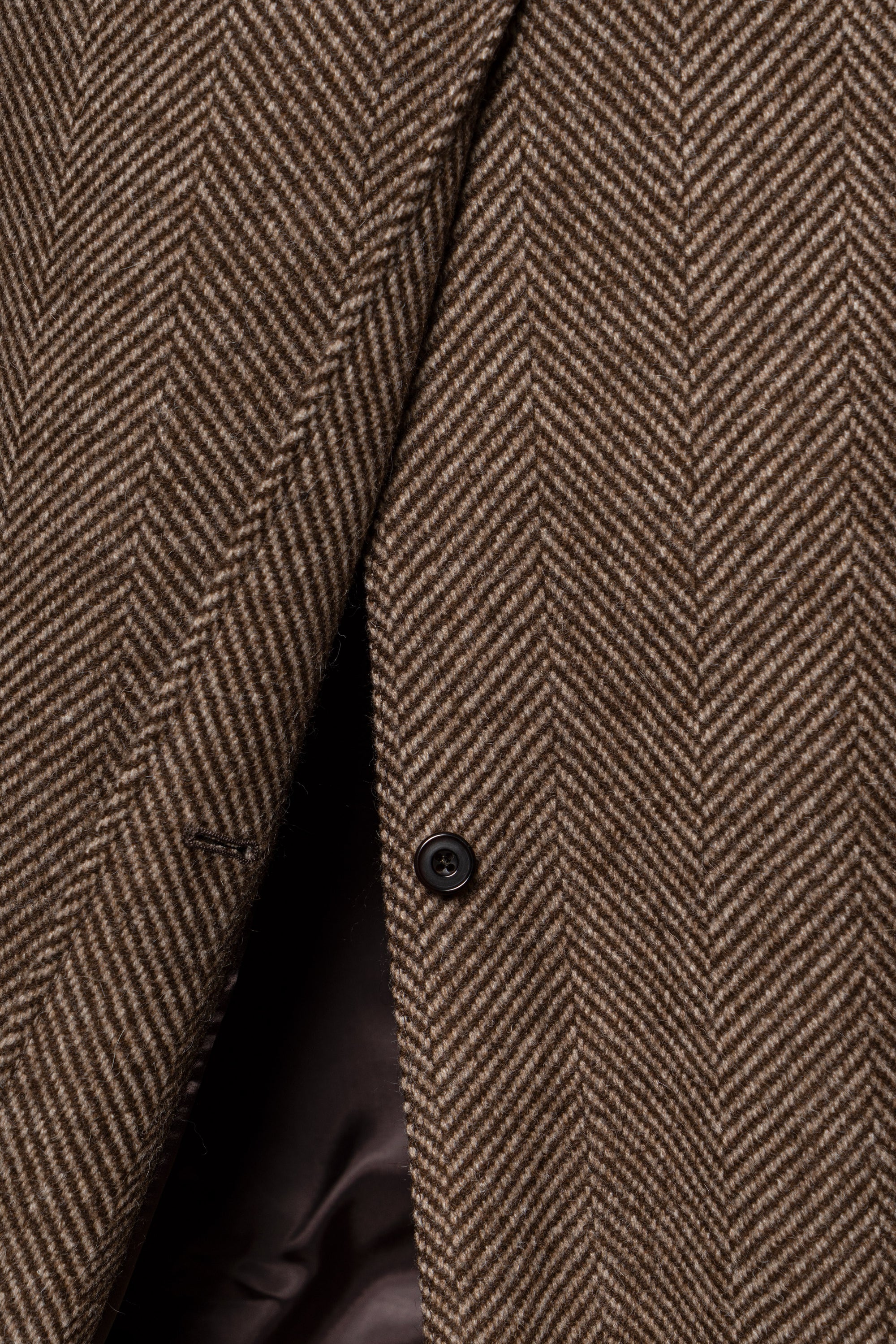 MTO Brown Herringbone Wool Balmacaan Coat #605