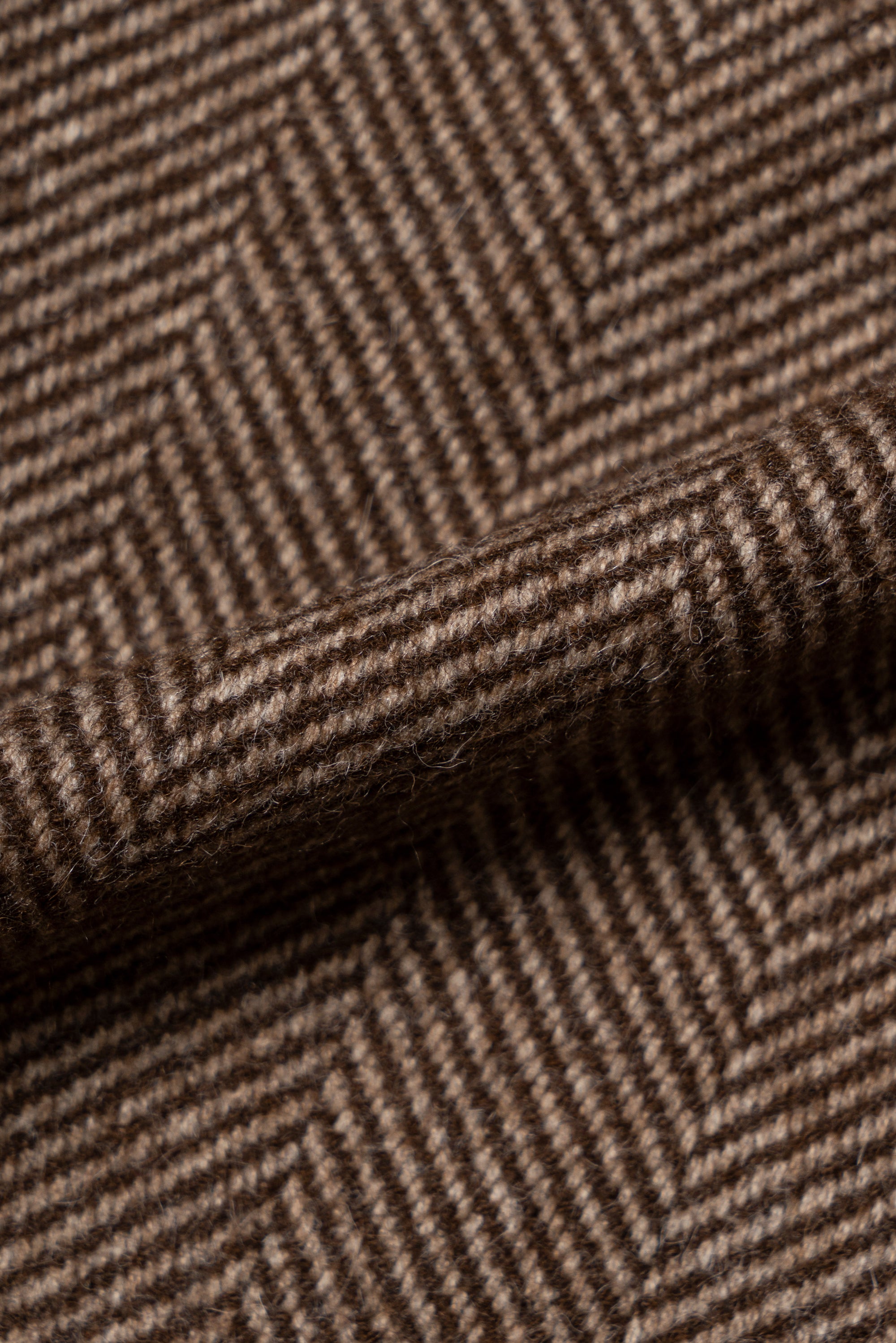 MTO Brown Herringbone Wool Balmacaan Coat #605