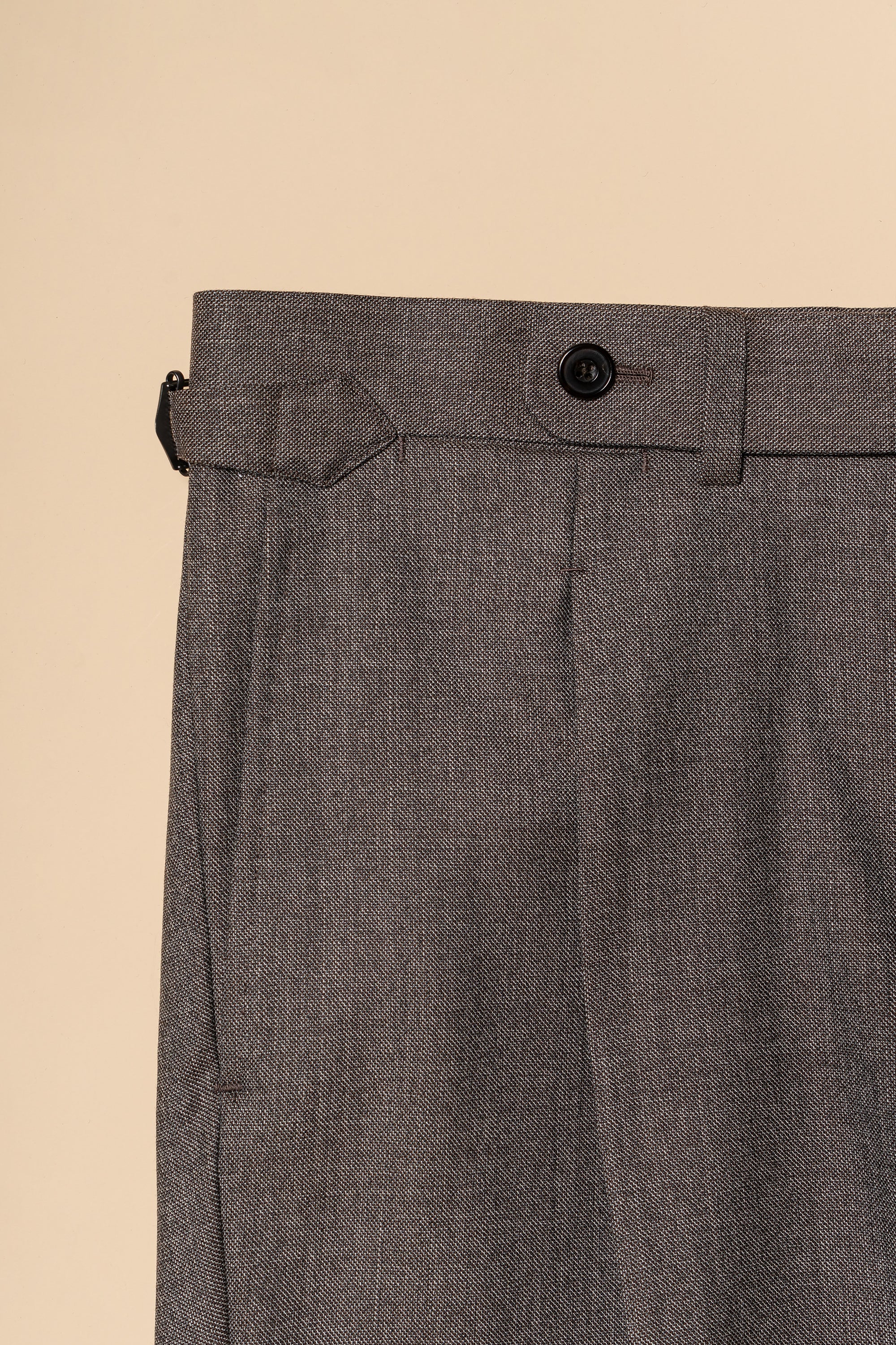 MTO Taupe Sharkskin Worsted Wool Suit #479