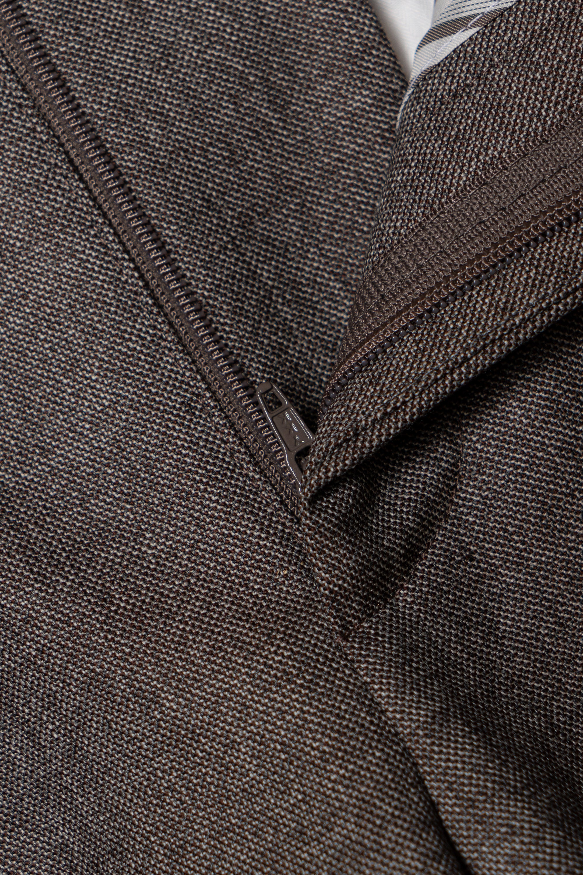 MTO Taupe Sharkskin Worsted Wool Suit #479