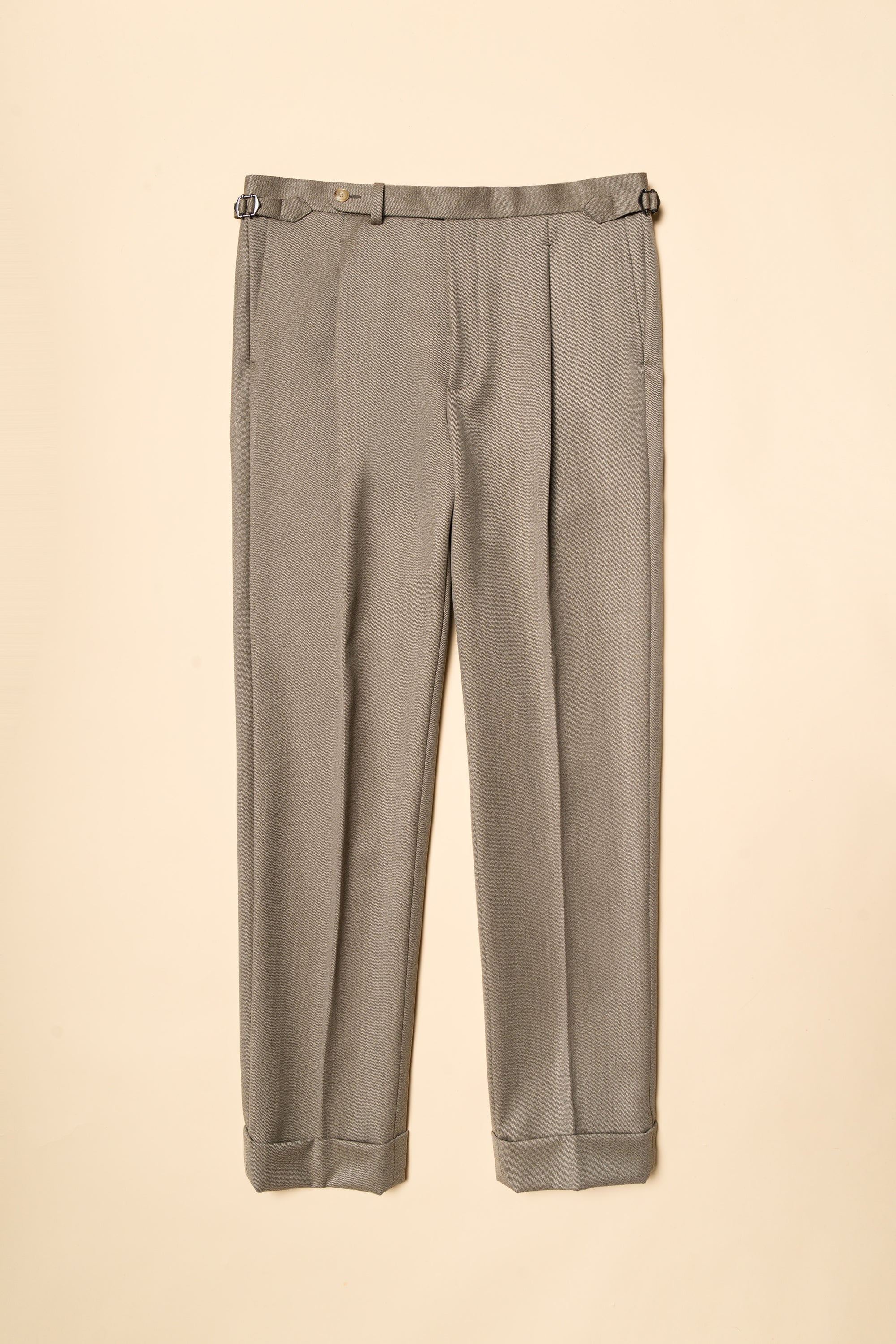 Dark Khaki Wool Whipcord Trousers #395