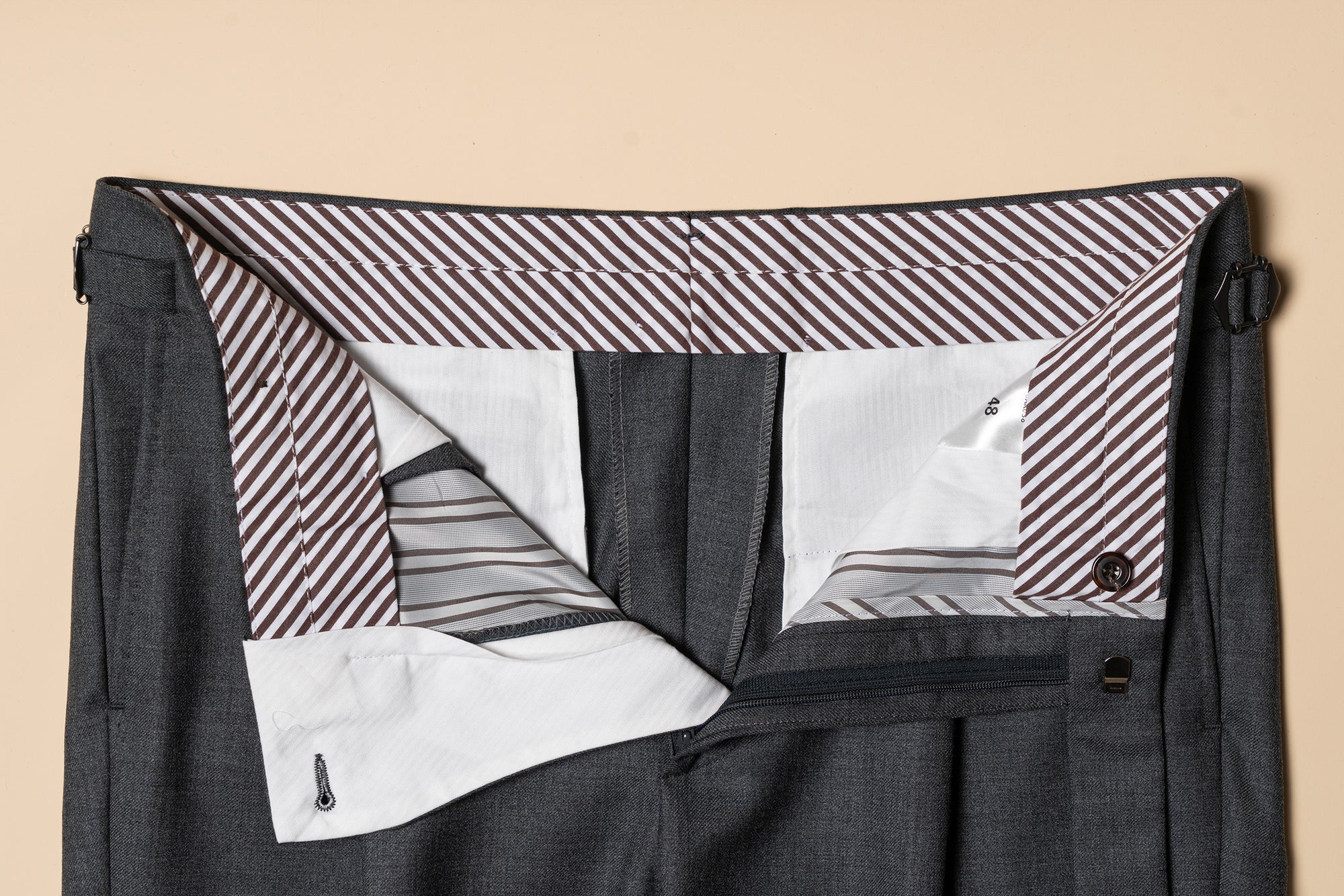 Dark Grey Worsted Wool Trousers #477