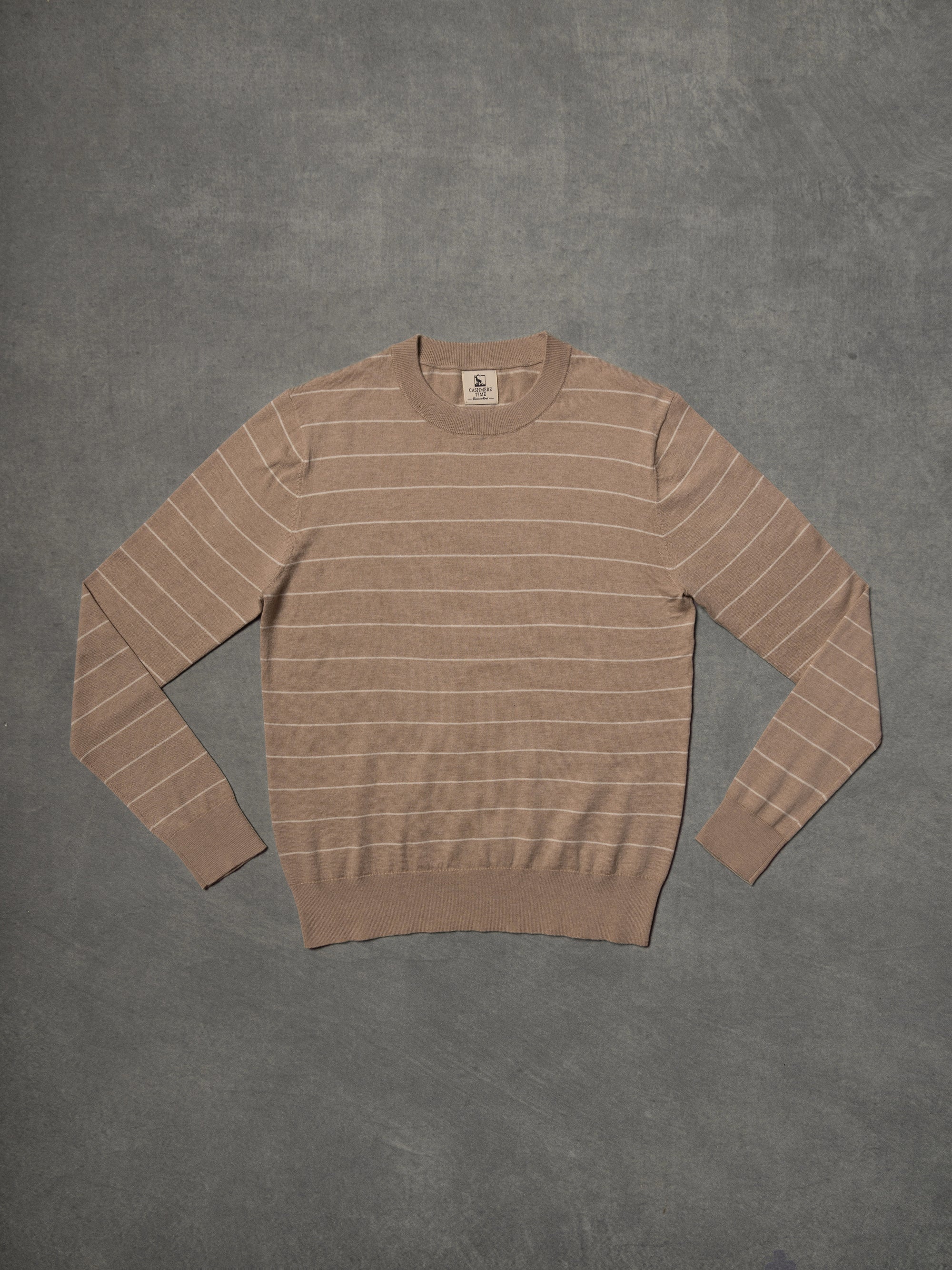 Light Brown Breton Top Crew Neck