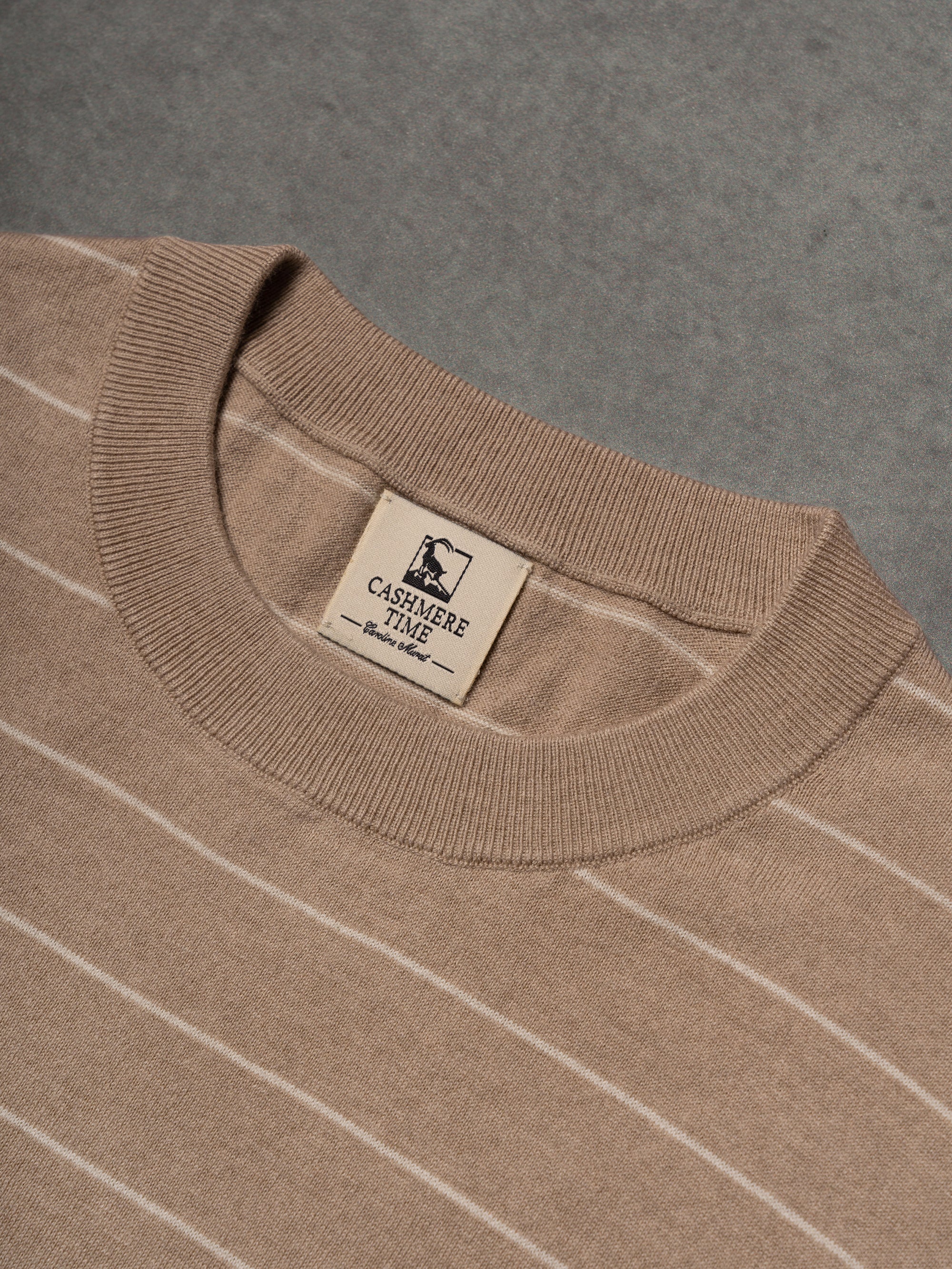 Light Brown Breton Top Crew Neck