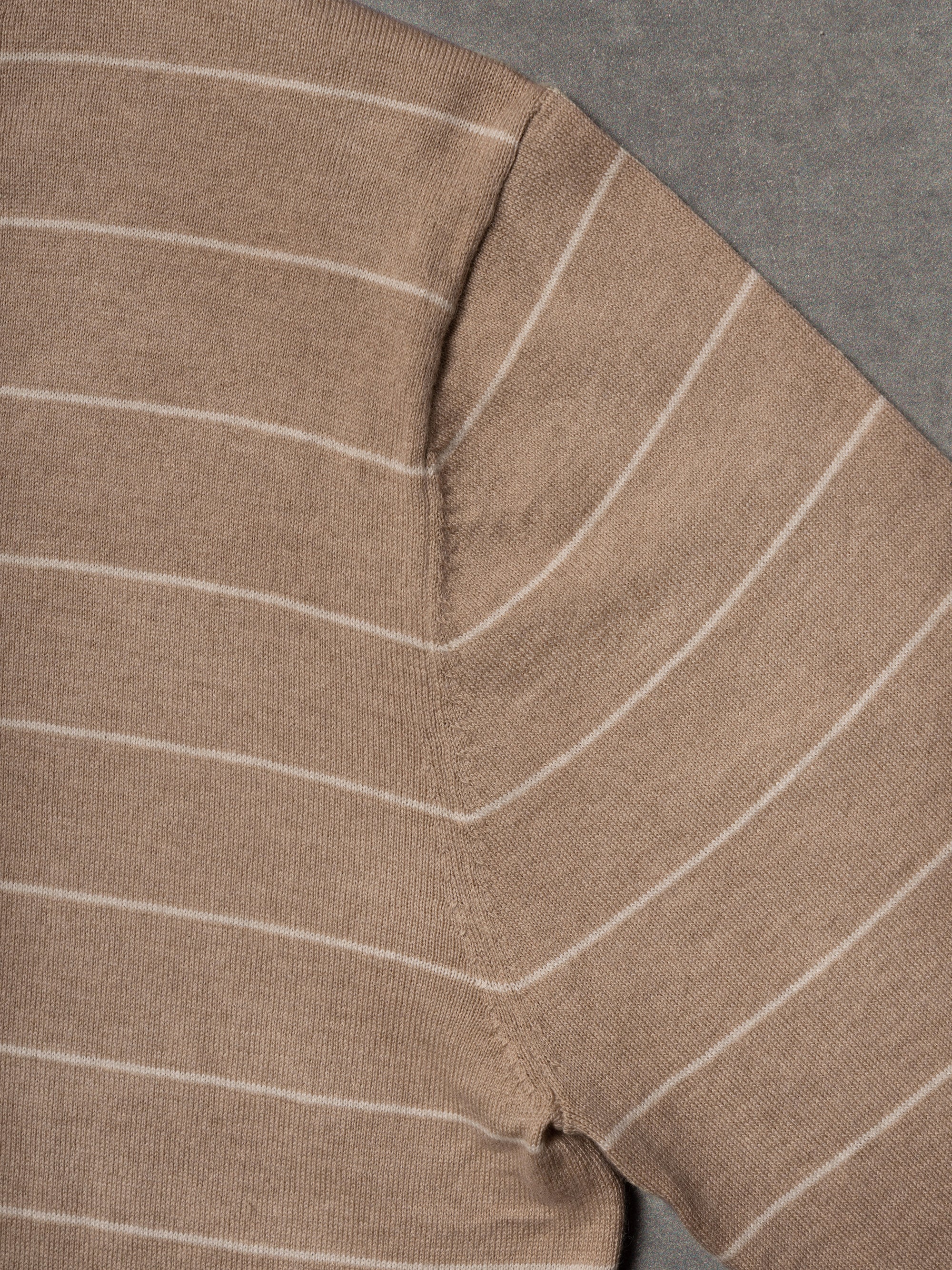 Light Brown Breton Top Crew Neck