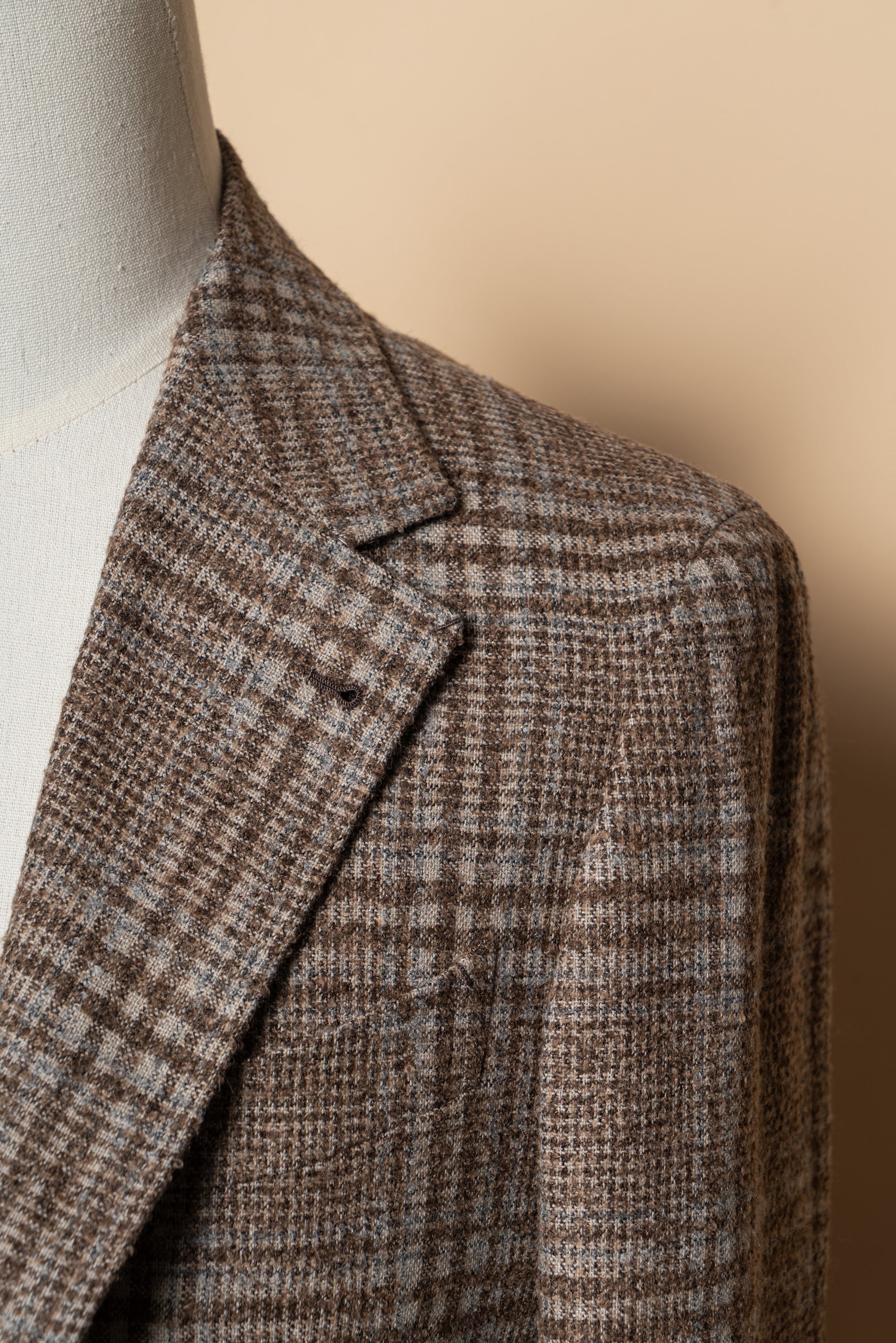 MTO Milky Brown Plaid Camel Hair Wool Jacket
