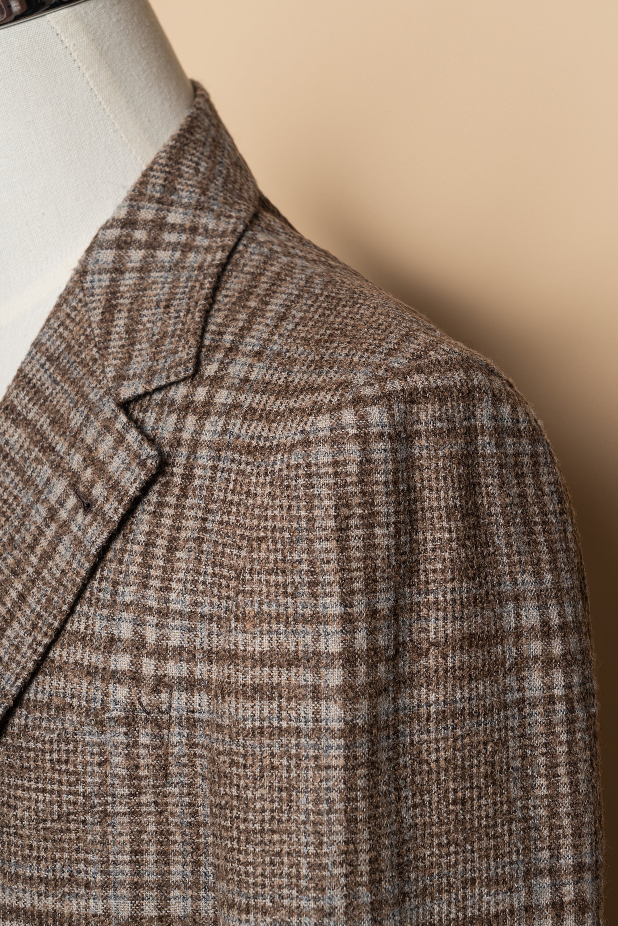 MTO Milky Brown Plaid Camel Hair Wool Jacket