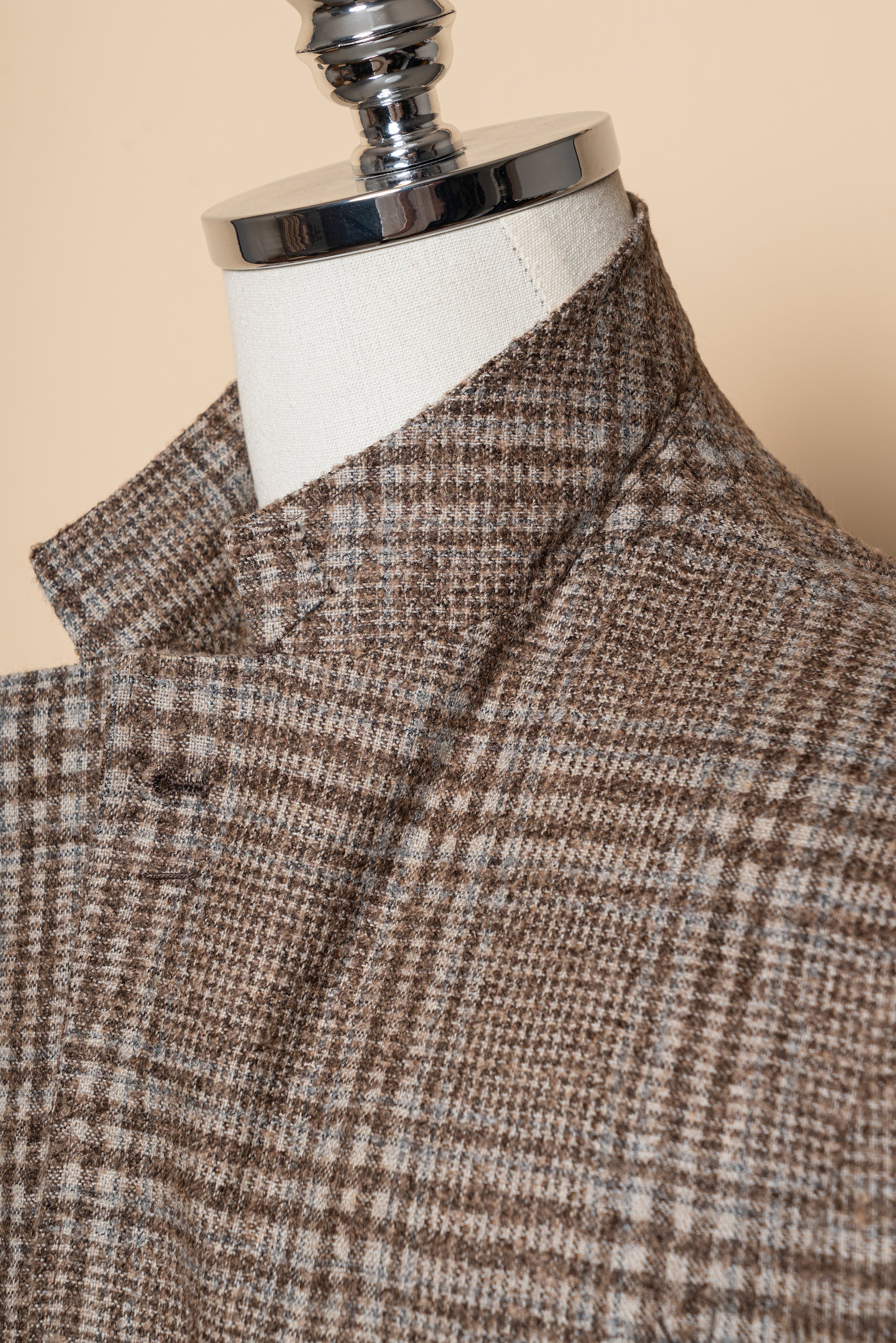 MTO Milky Brown Plaid Camel Hair Wool Jacket