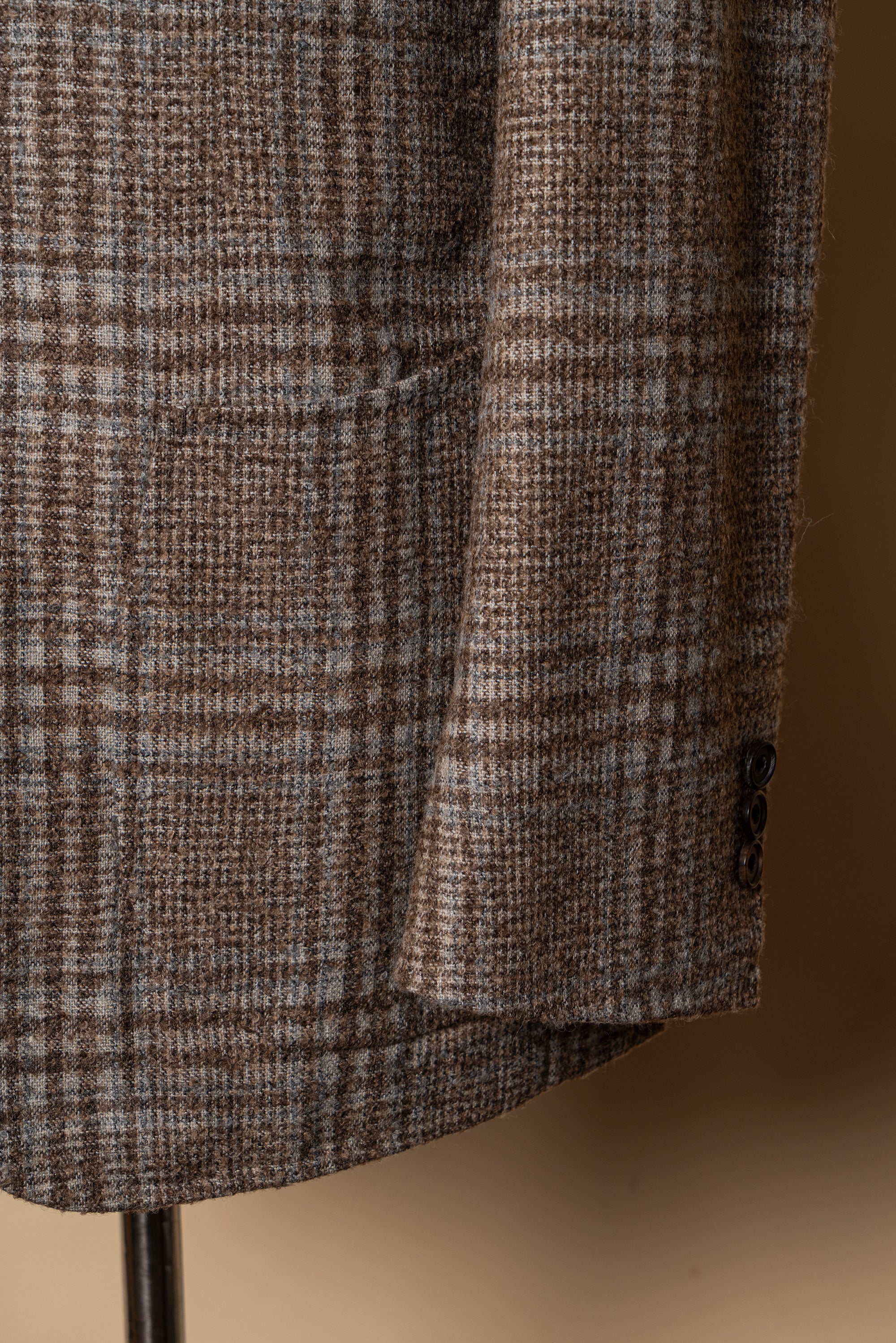 MTO Milky Brown Plaid Camel Hair Wool Jacket