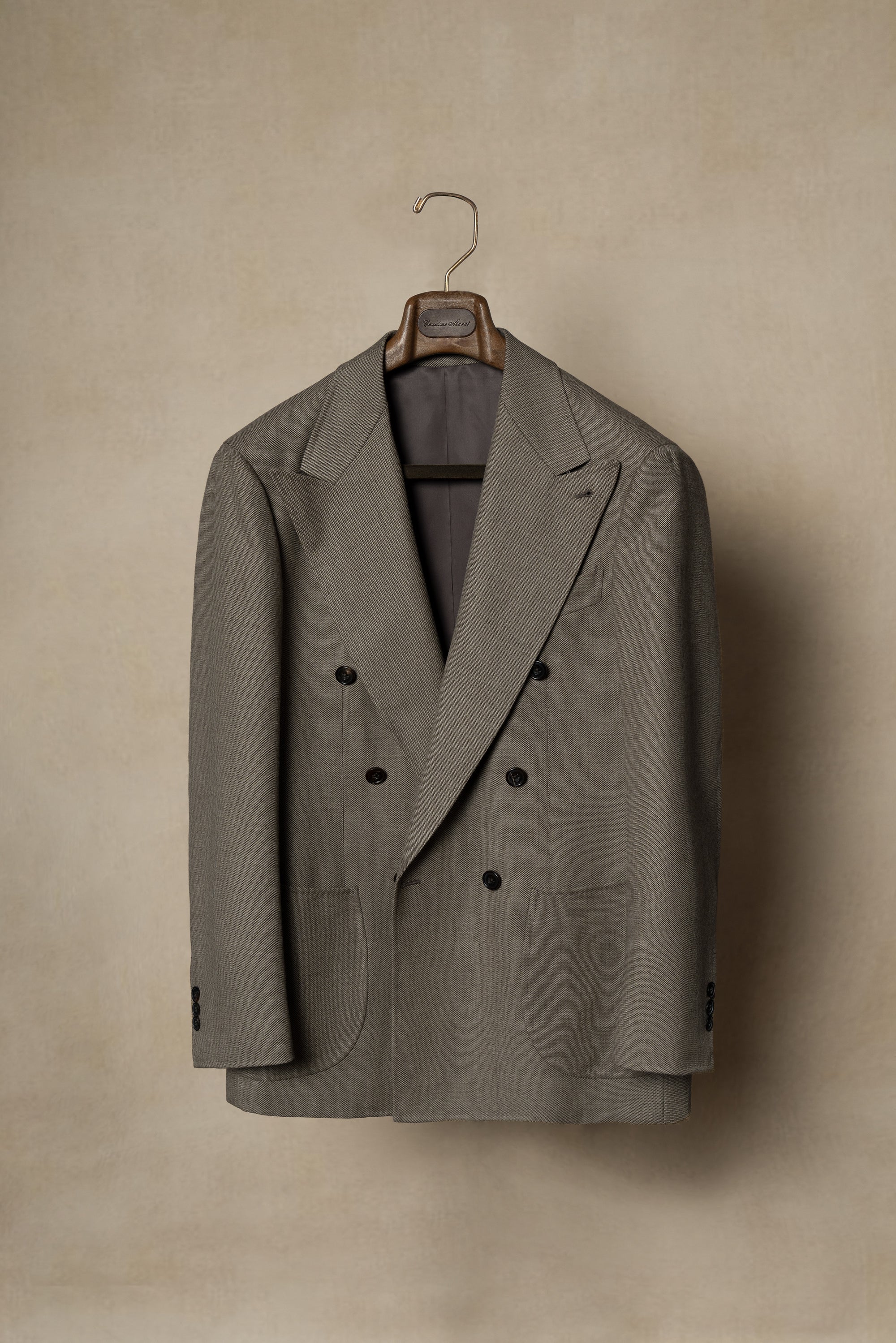 MTO Khaki Sharkskin Wool Suit #173