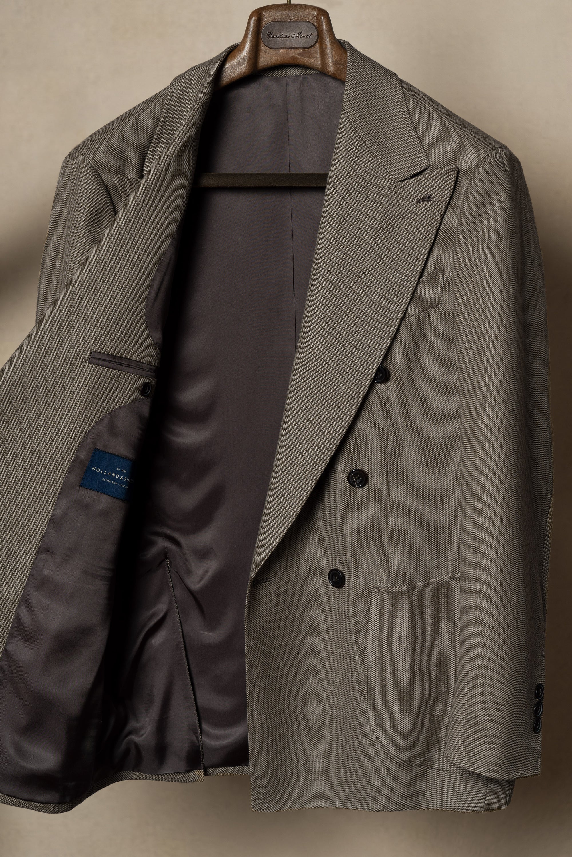 MTO Khaki Sharkskin Wool Suit #173
